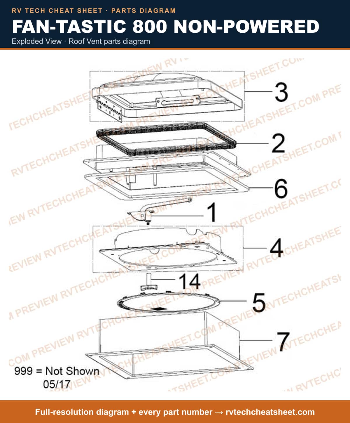 Fan-Tastic 800 Non-powered exploded view — exploded parts diagram 3 of 3