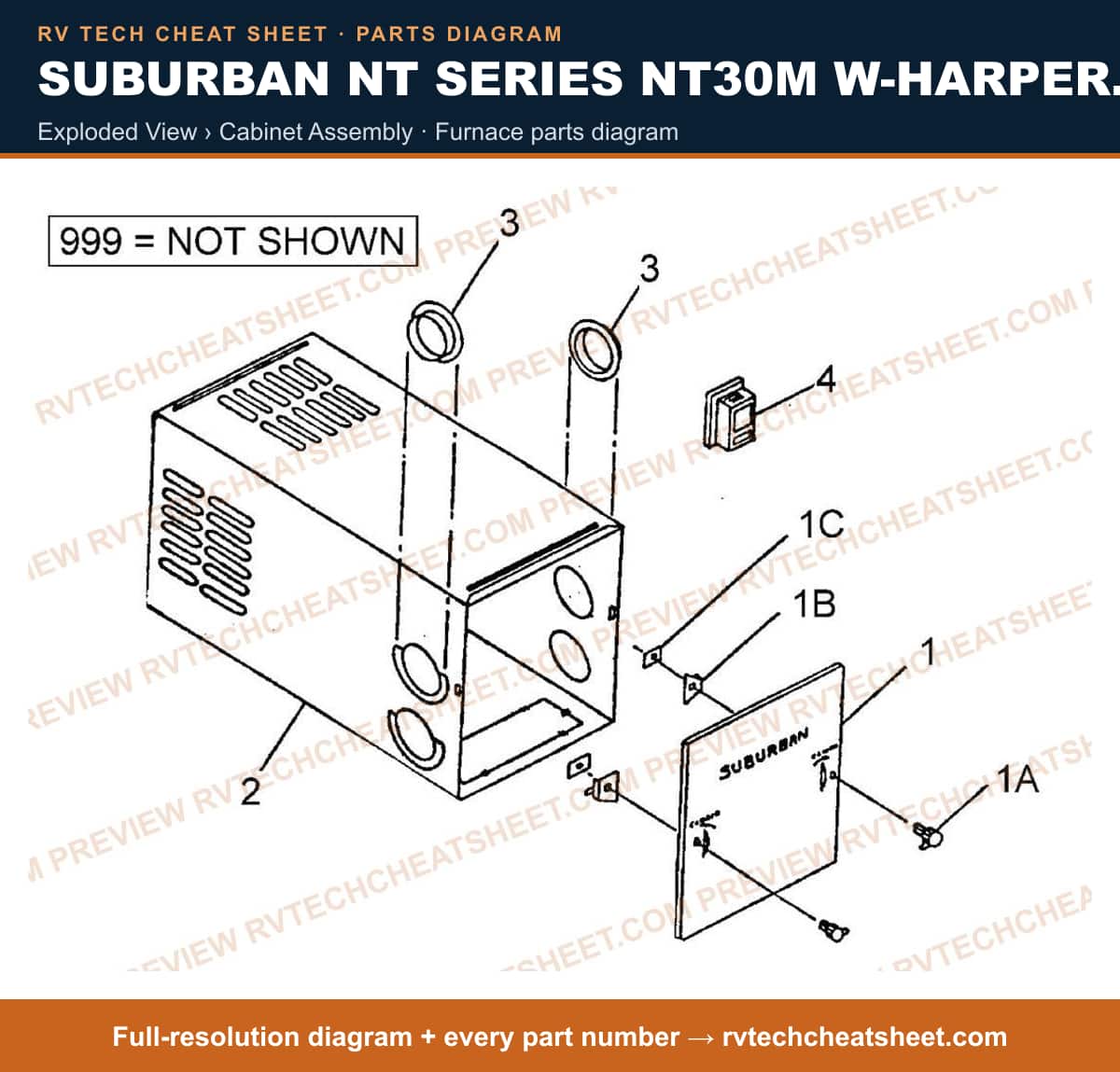 Suburban Nt Series NT30M W-harper Wyman Valve exploded view › cabinet assembly — exploded parts diagram 1 of 2