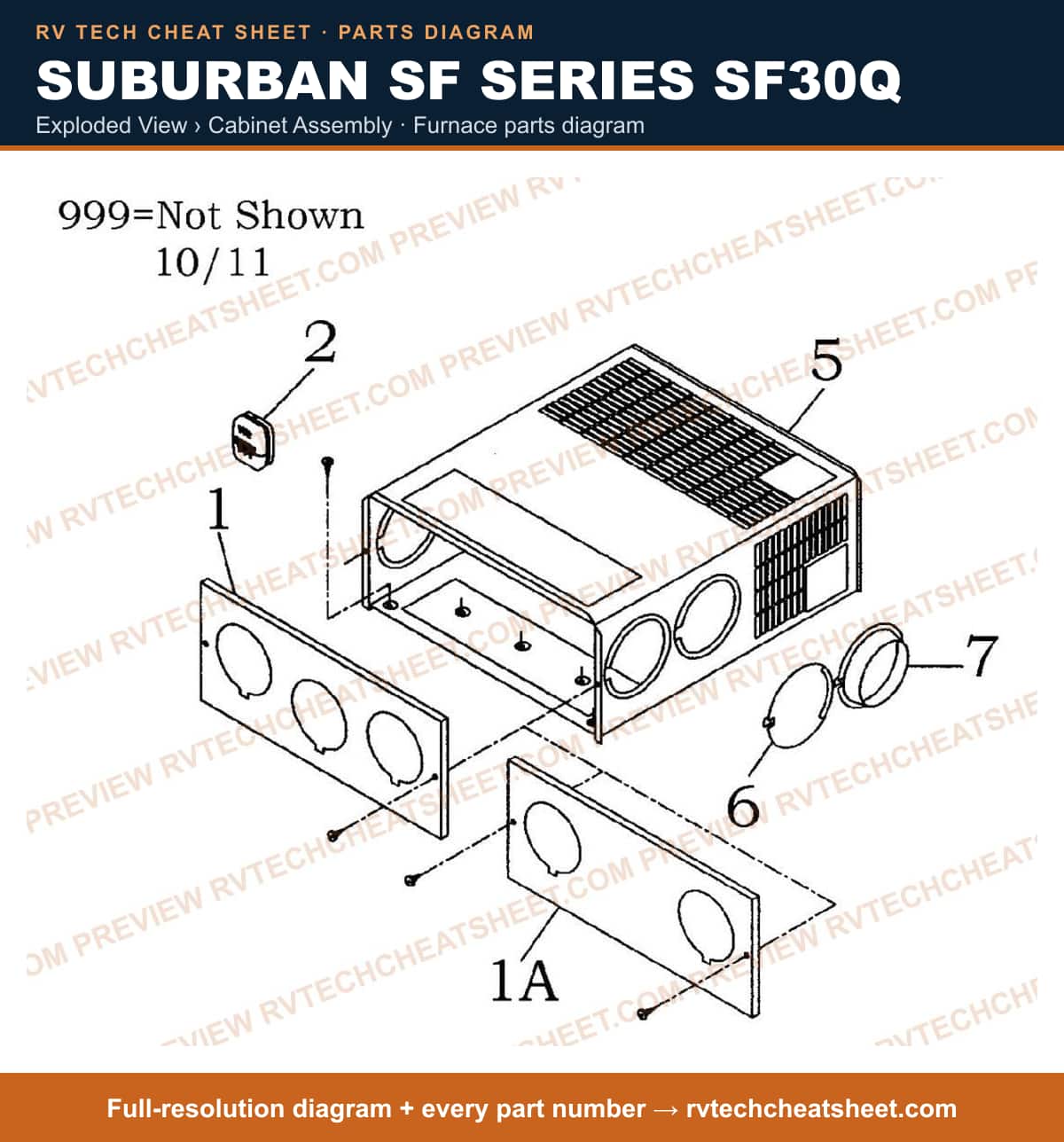 Suburban Sf Series SF30Q exploded view › cabinet assembly — exploded parts diagram 2 of 2