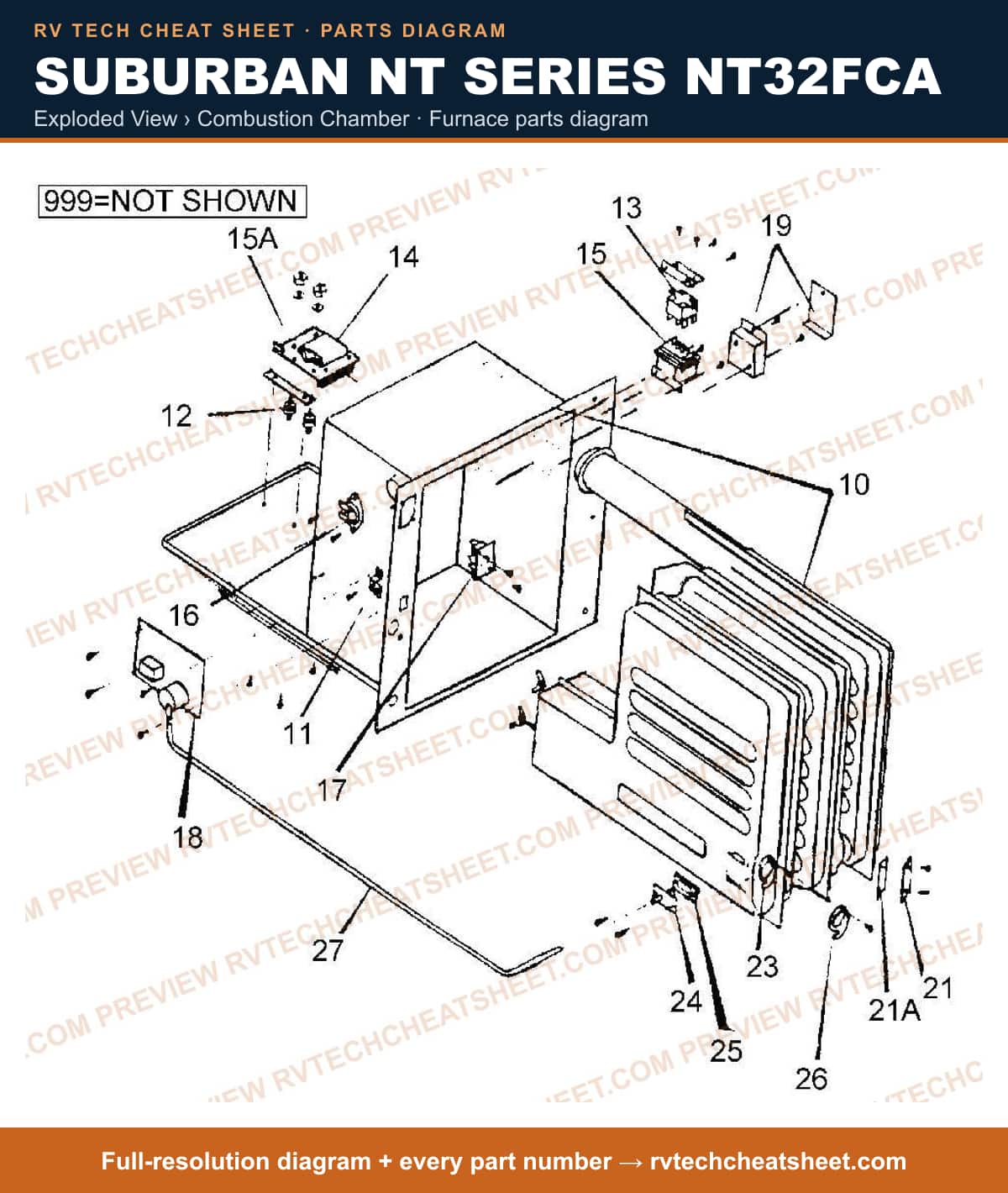 Suburban Nt Series NT32FCA exploded view › combustion chamber — exploded parts diagram 1 of 2
