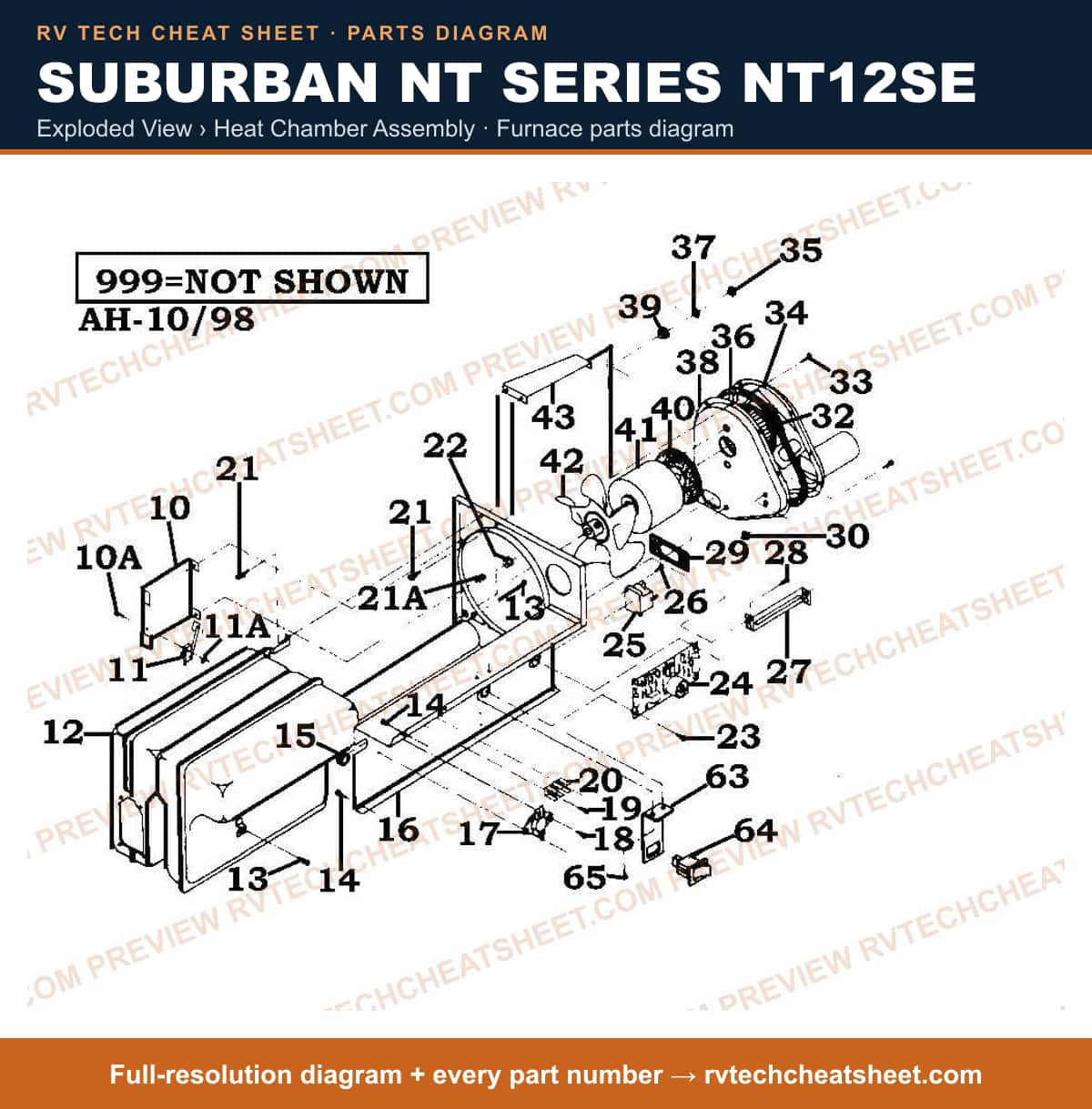 Suburban Nt Series NT12SE exploded view › heat chamber assembly — exploded parts diagram