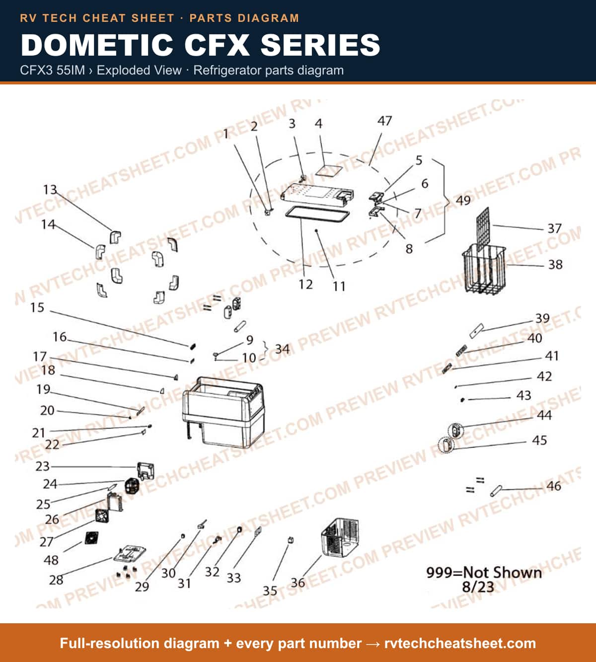 Dometic Cfx Series cfx3 55im › exploded view — parts list sheet