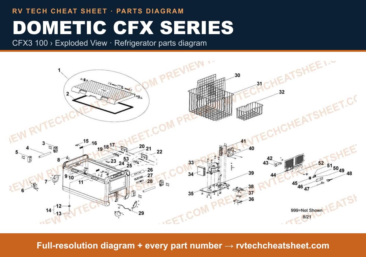 Dometic Cfx Series cfx3 100 › exploded view — parts list sheet