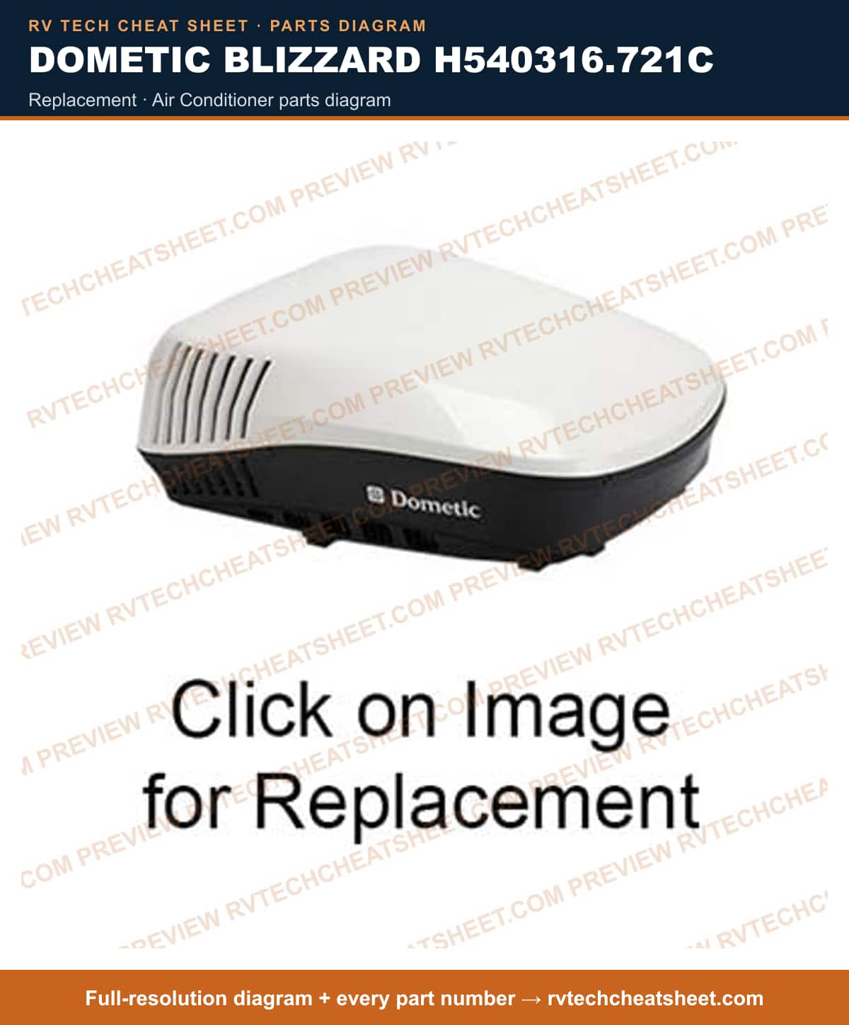 Dometic Blizzard H540316.721C replacement — exploded parts diagram