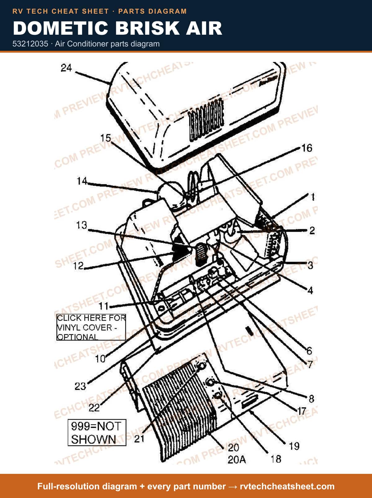 Dometic Brisk Air 53212035 — parts list sheet