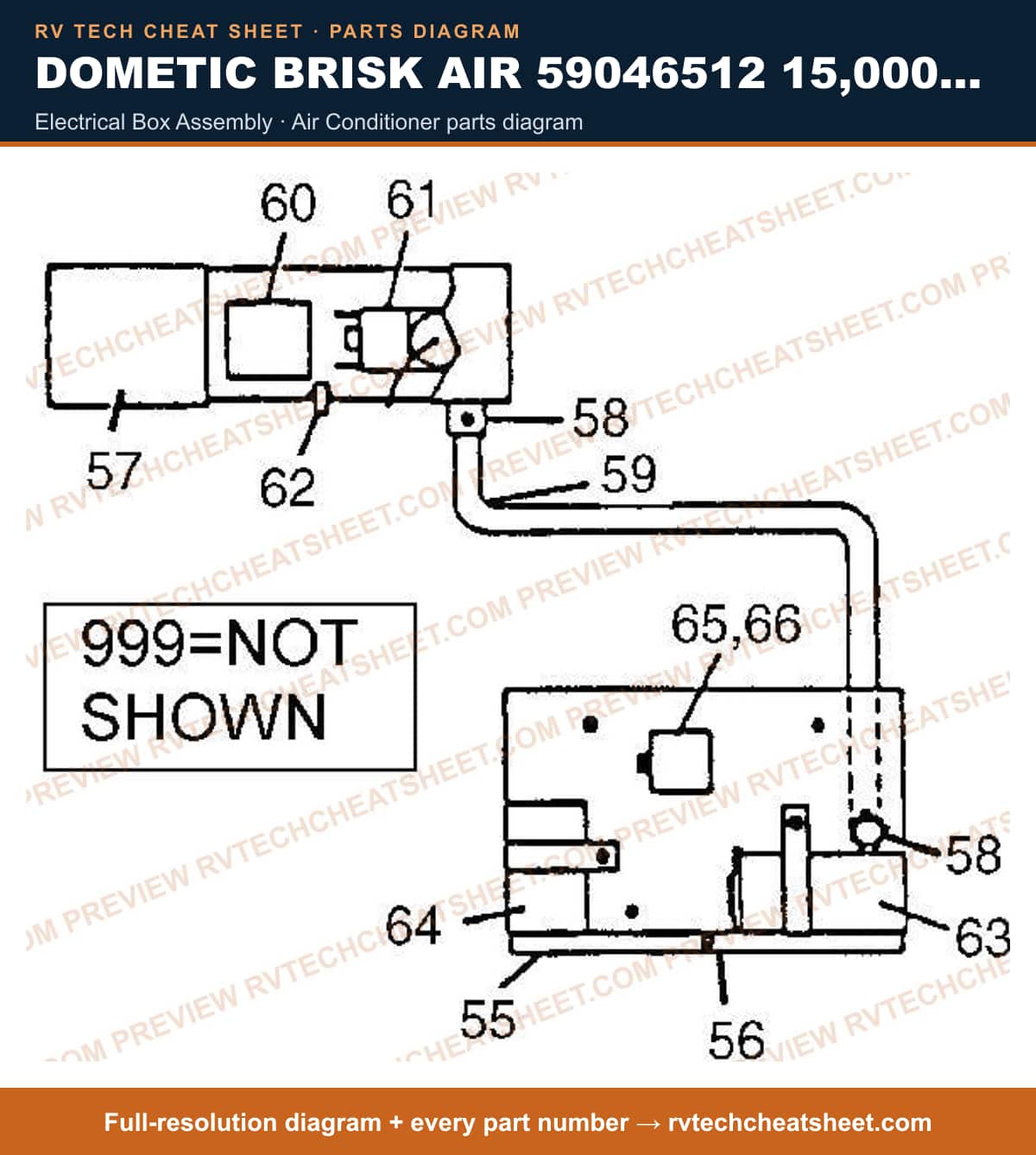 Dometic Brisk Air 59046512 15,000 BTU electrical box assembly — exploded parts diagram