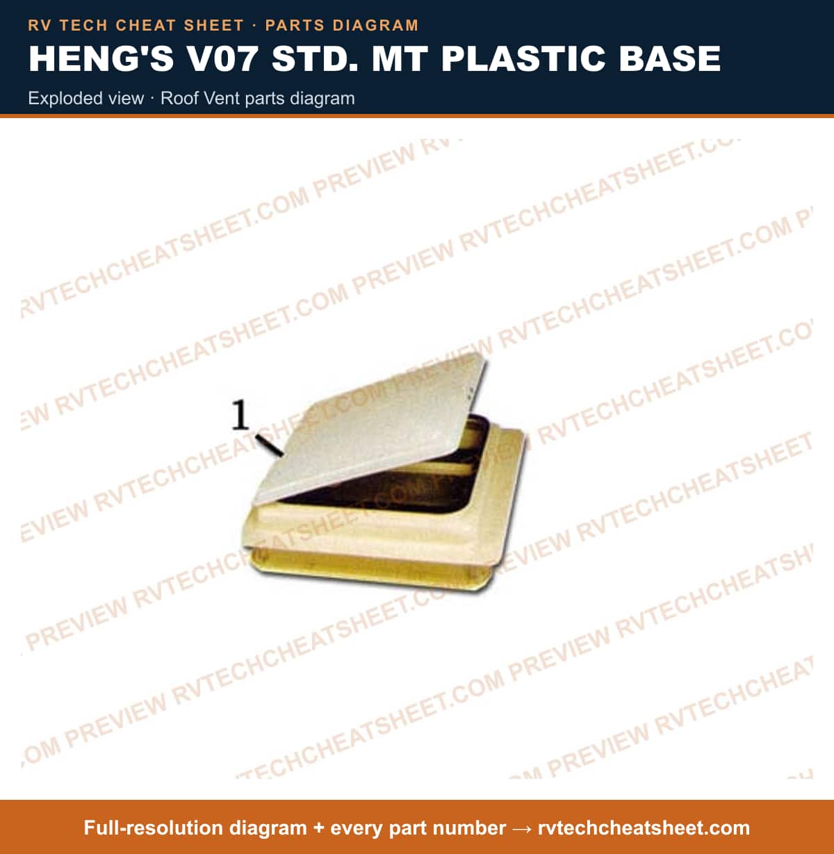 Heng's V07 Std. Mt Plastic Base exploded view — exploded parts diagram