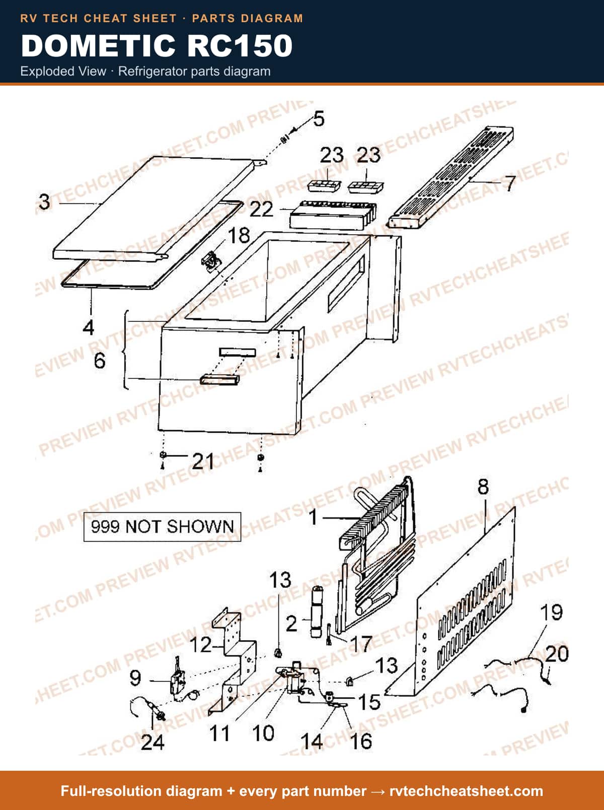 Dometic RC150 exploded view — exploded parts diagram
