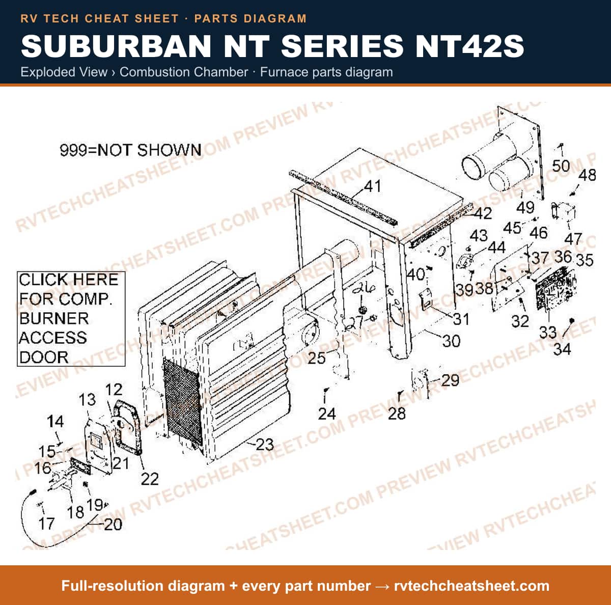 Suburban Nt Series NT42S exploded view › combustion chamber — exploded parts diagram 1 of 2