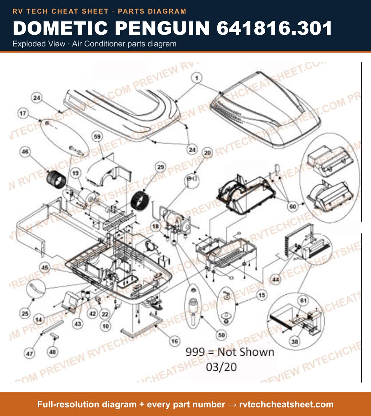 Dometic Penguin 641816.301 exploded view — exploded parts diagram