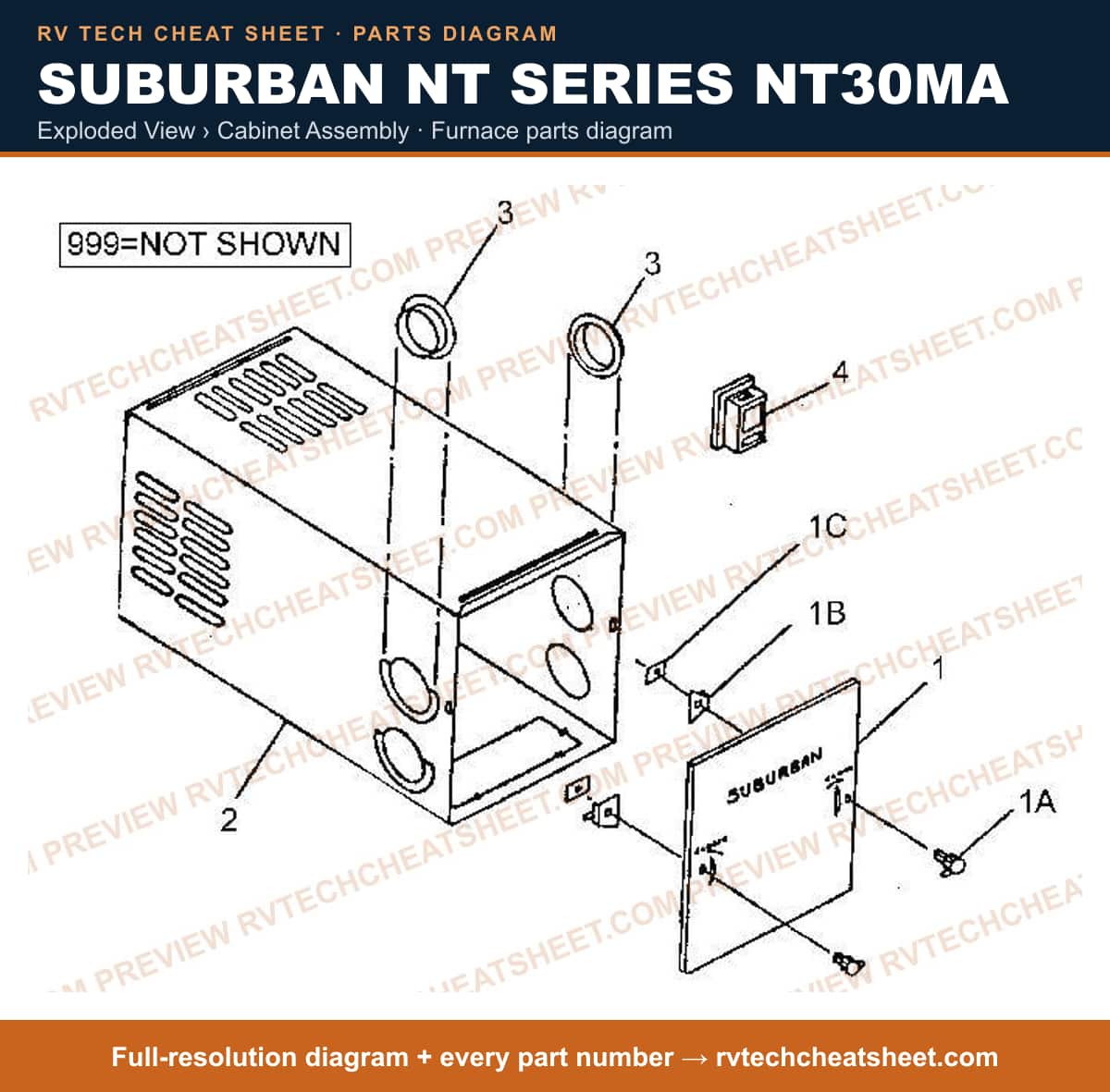 Suburban Nt Series NT30MA exploded view › cabinet assembly — exploded parts diagram 2 of 2