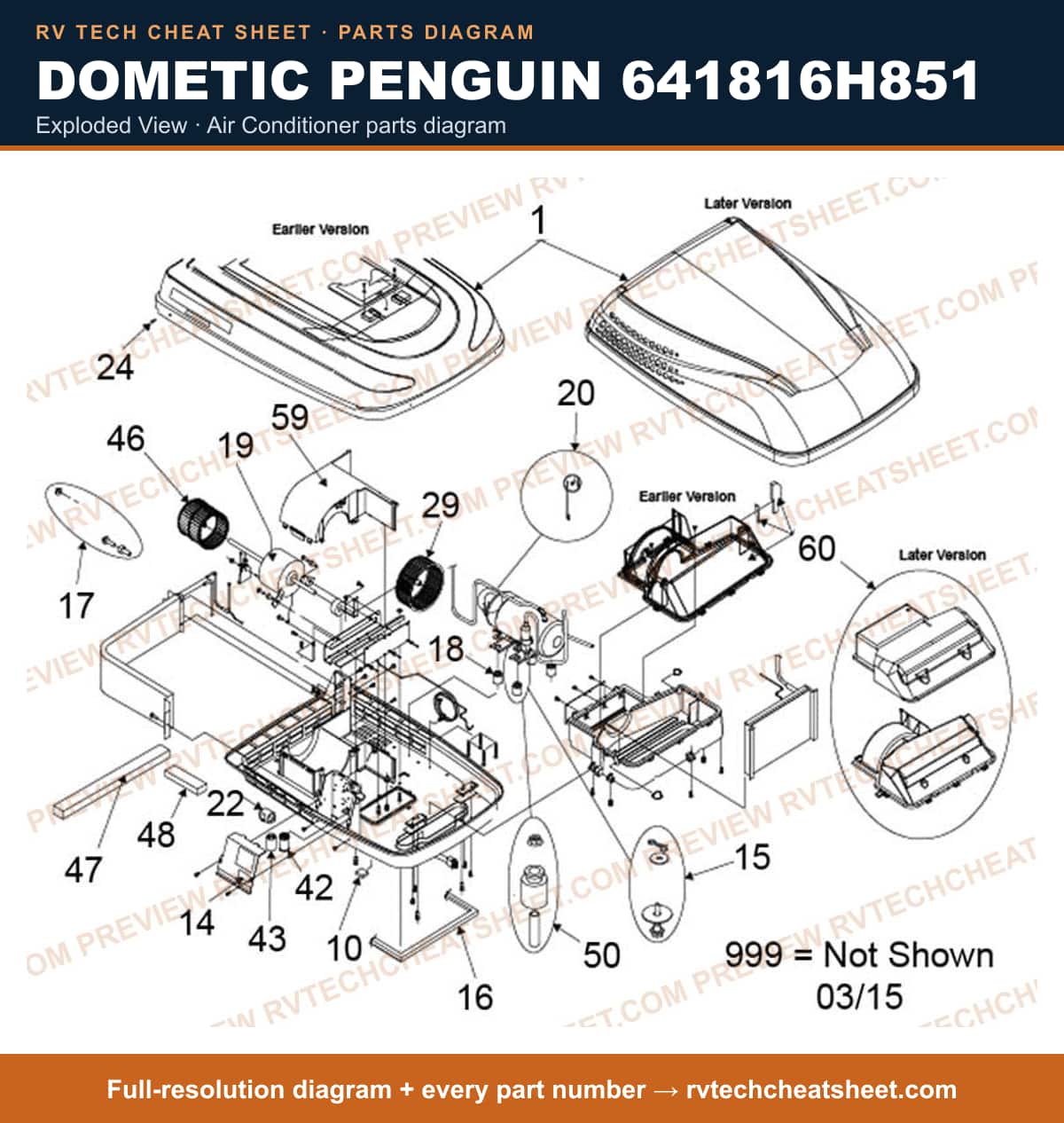 Dometic Penguin 641816H851 exploded view — exploded parts diagram