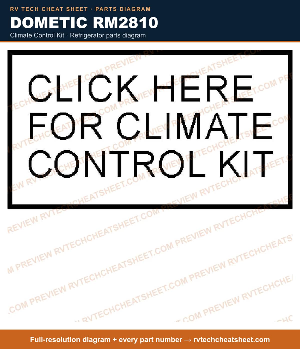 Dometic RM2810 climate control kit — parts list sheet