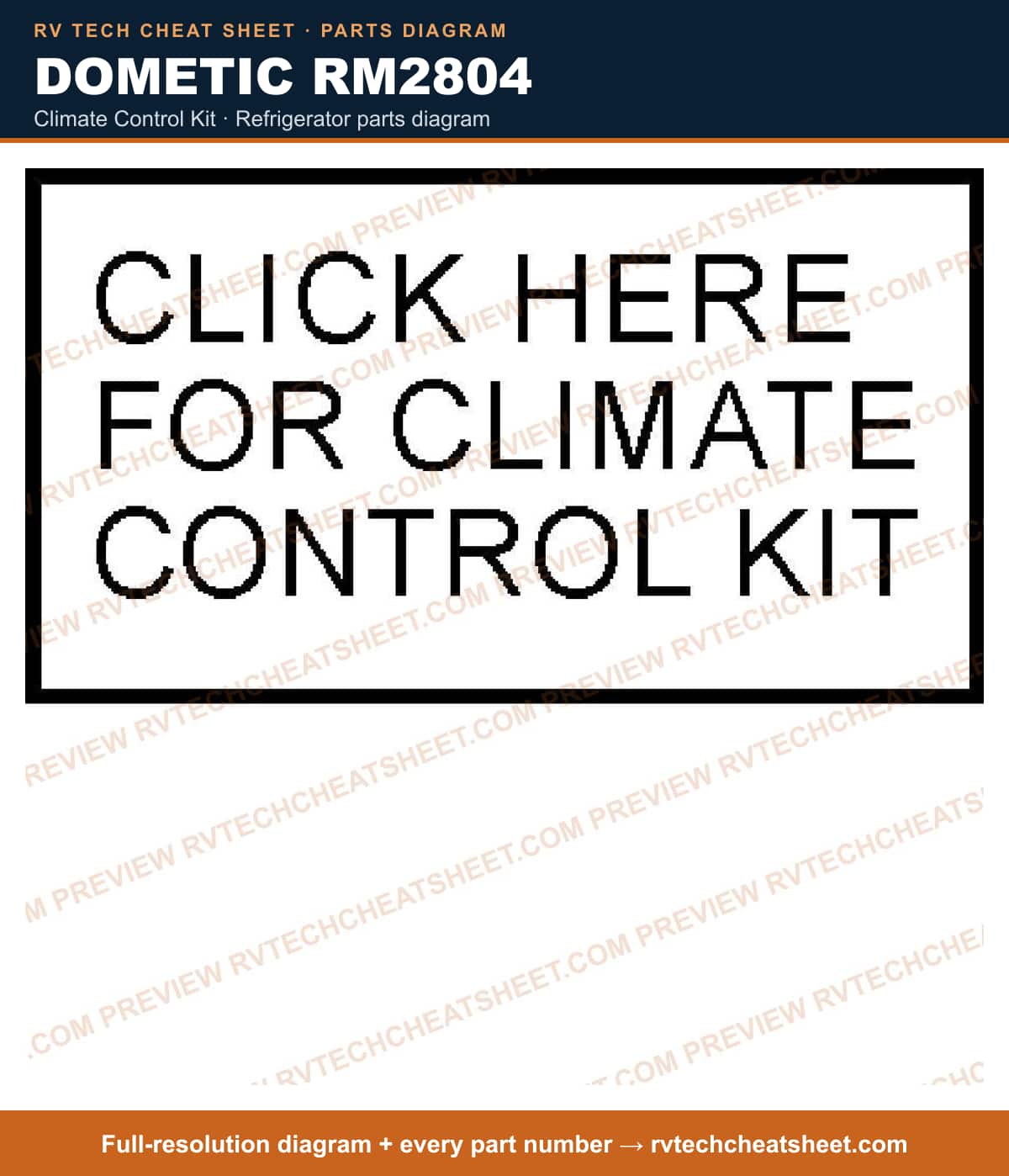 Dometic RM2804 climate control kit — parts list sheet