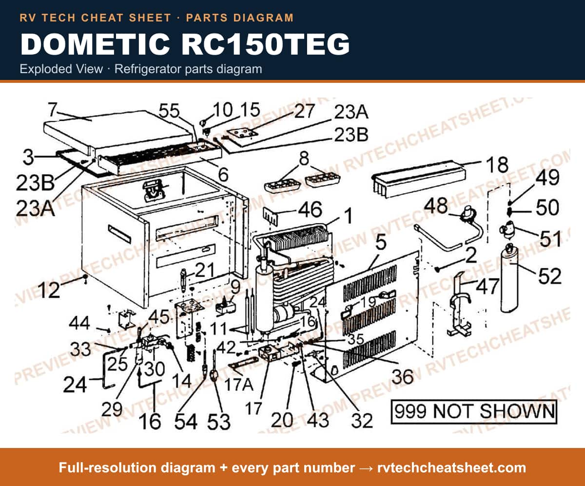 Dometic RC150TEG exploded view — exploded parts diagram