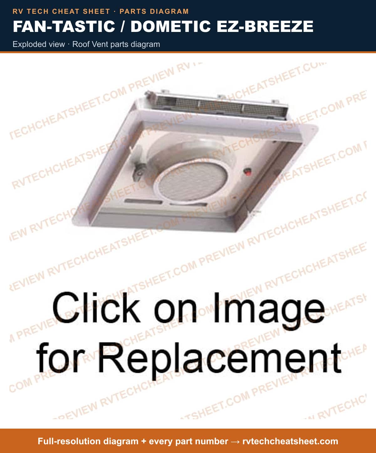 Fan-Tastic / Dometic Ez-breeze exploded view — exploded parts diagram