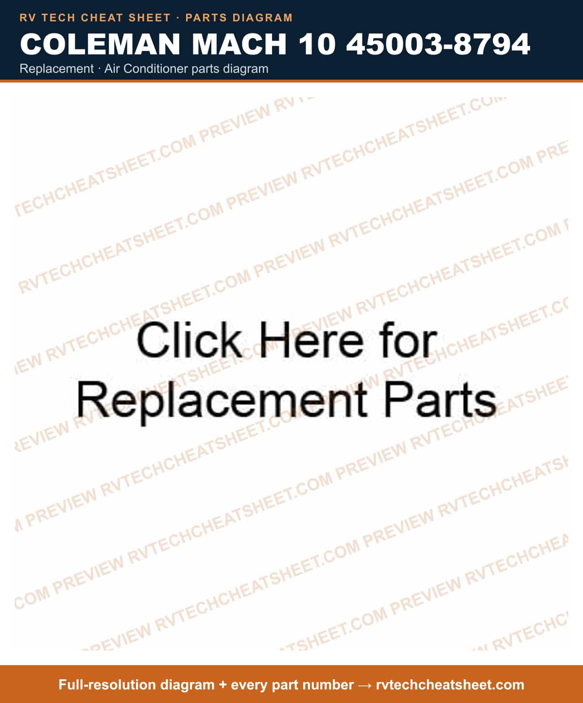 Coleman Mach 10 45003-8794 replacement — parts list sheet
