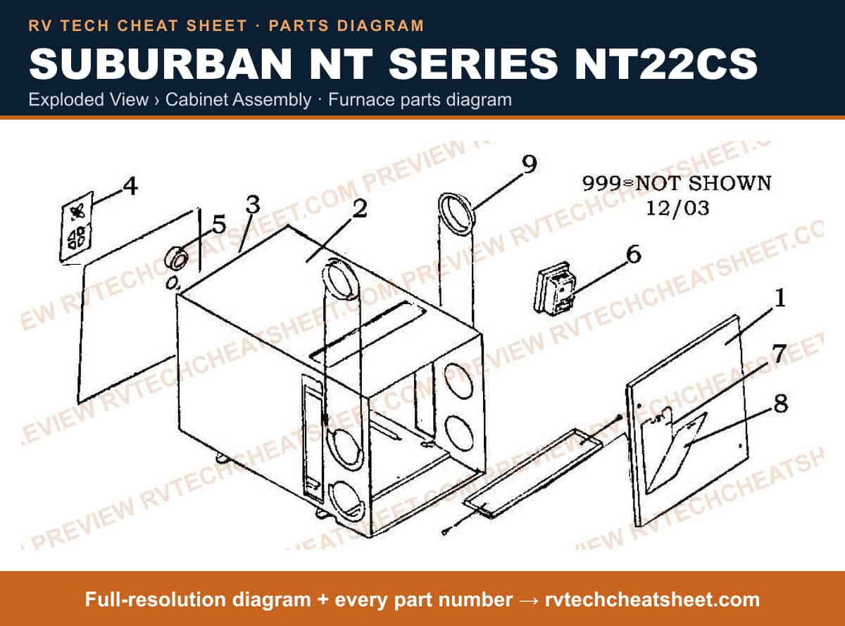 Suburban Nt Series NT22CS exploded view › cabinet assembly — exploded parts diagram
