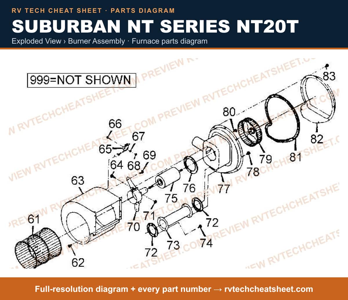 Suburban Nt Series NT20T exploded view › burner assembly — exploded parts diagram
