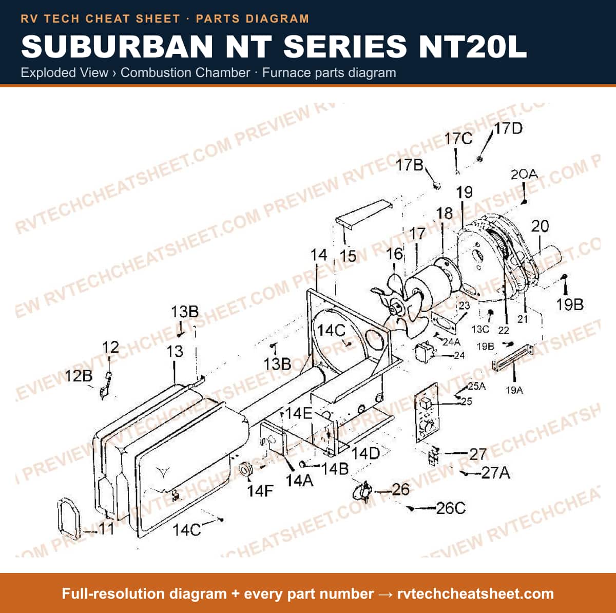 Suburban Nt Series NT20L exploded view › combustion chamber — exploded parts diagram