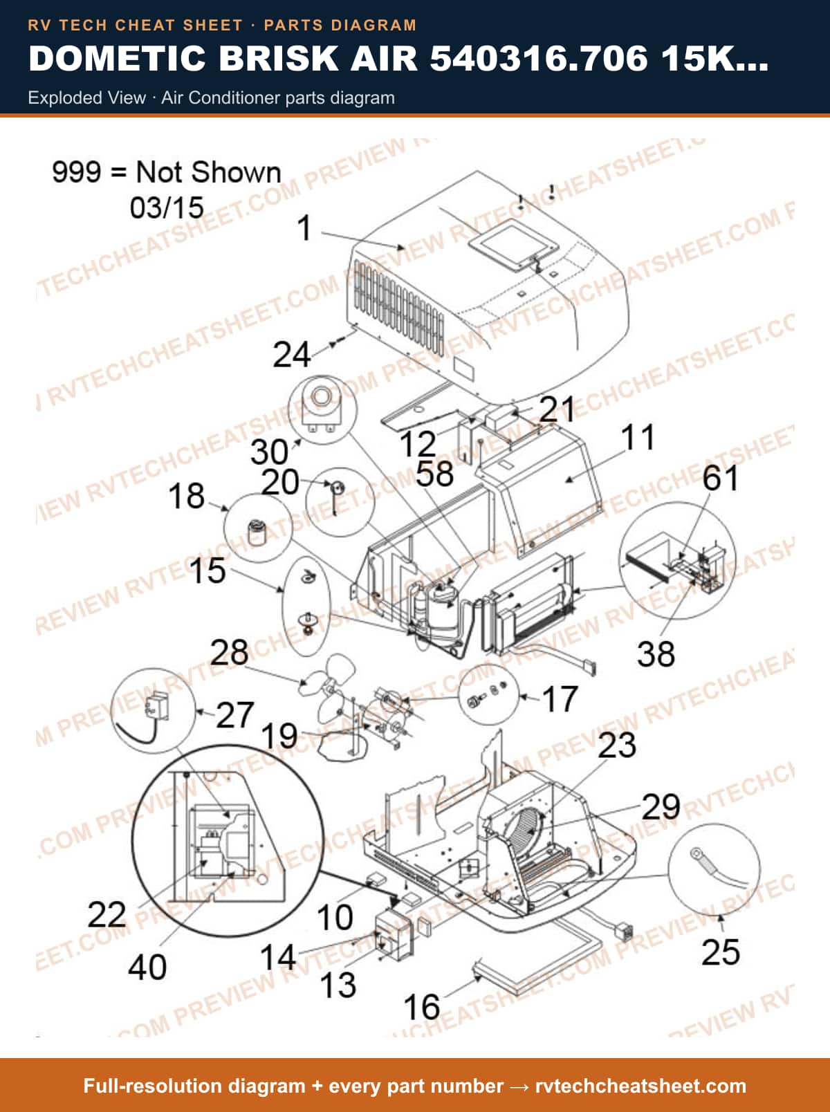 Dometic Brisk Air 540316.706 15K Hi Perform exploded view — exploded parts diagram