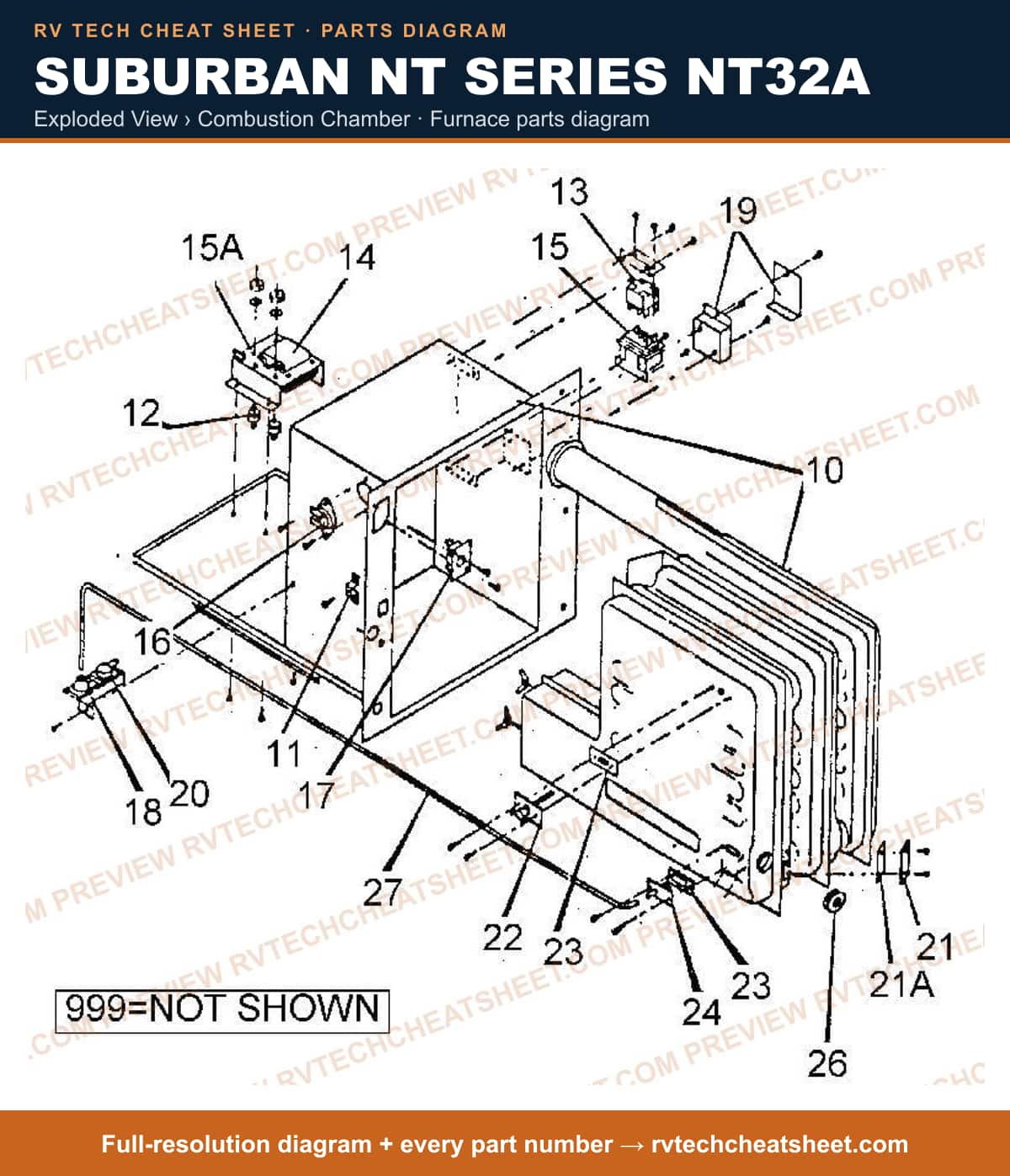 Suburban Nt Series NT32A exploded view › combustion chamber — exploded parts diagram 2 of 2