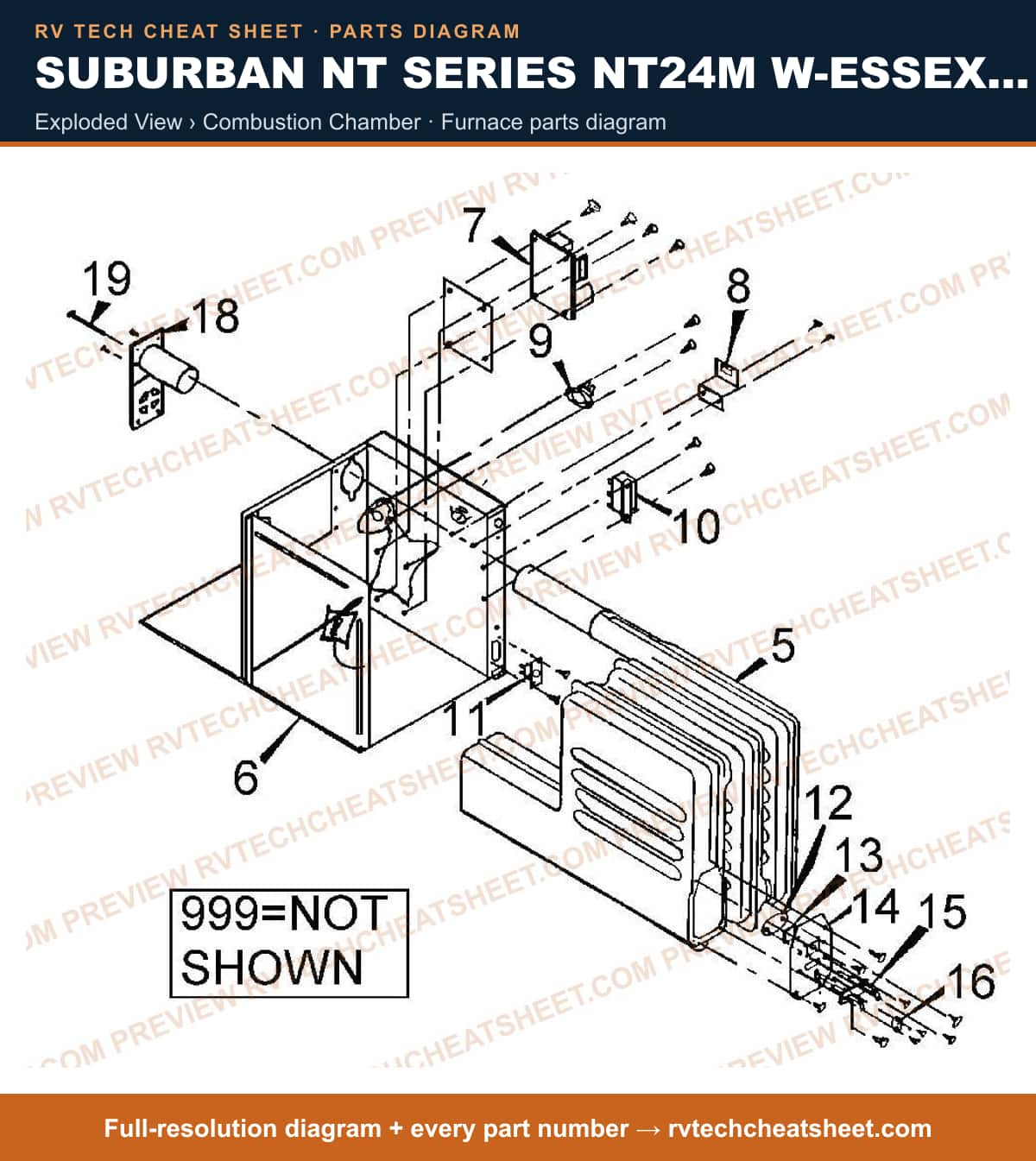 Suburban Nt Series NT24M W-essex Valve exploded view › combustion chamber — exploded parts diagram