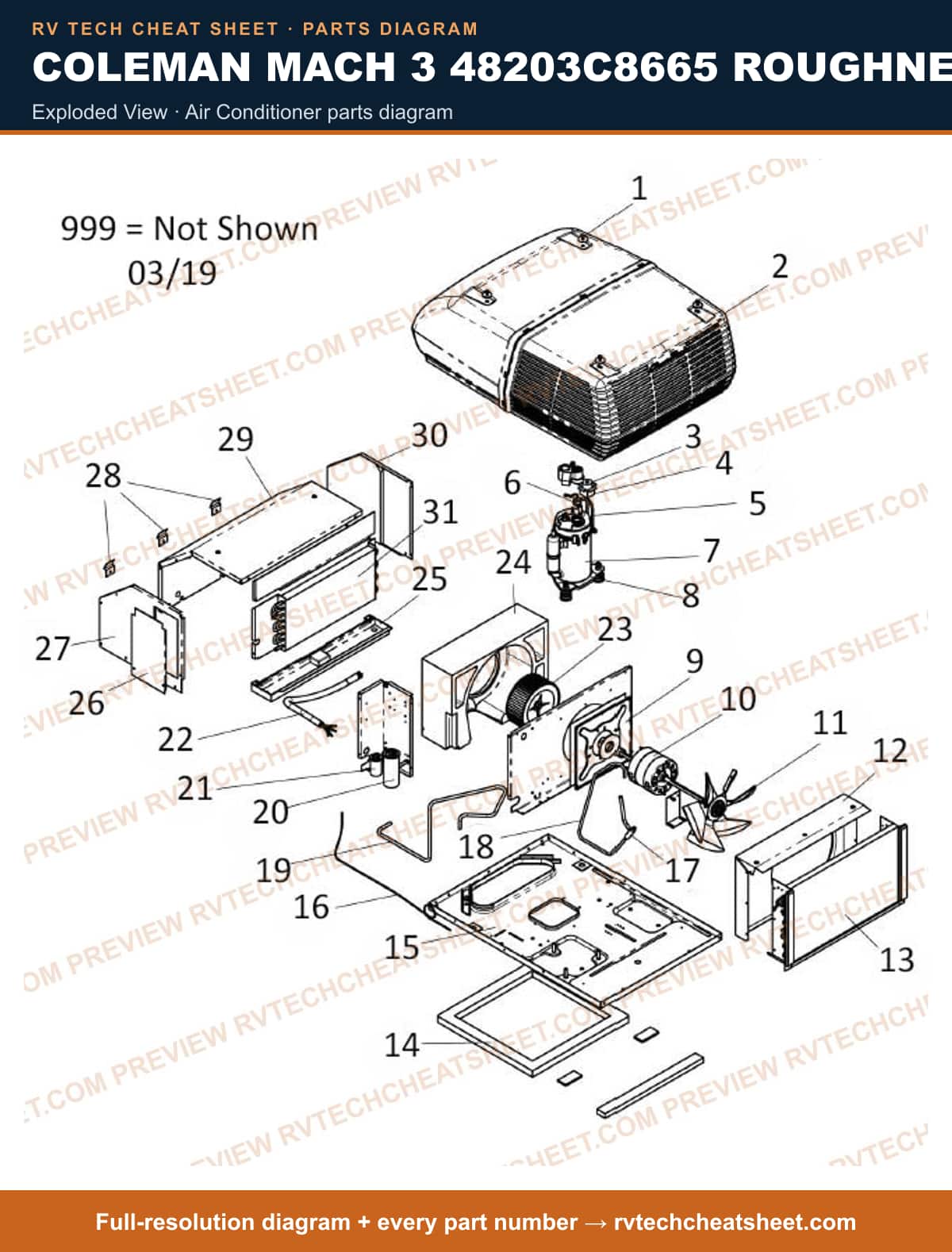 Coleman Mach 3 48203C8665 Roughneck exploded view — exploded parts diagram