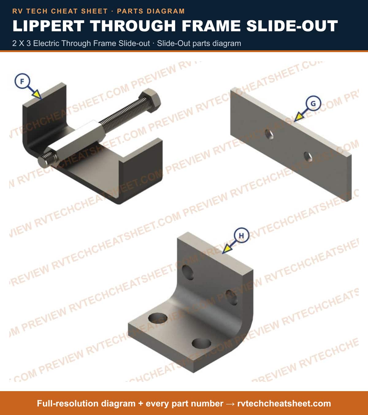 Lippert Through Frame Slide-out 2 x 3 electric through frame slide-out — exploded parts diagram 6 of 7