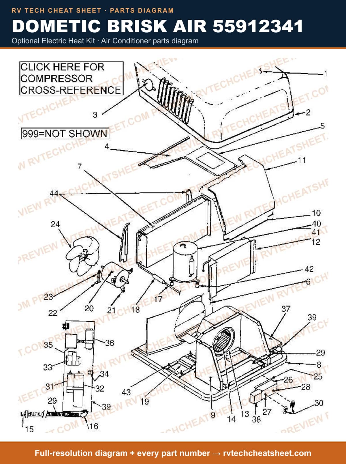 Dometic Brisk Air 55912341 optional electric heat kit — parts list sheet