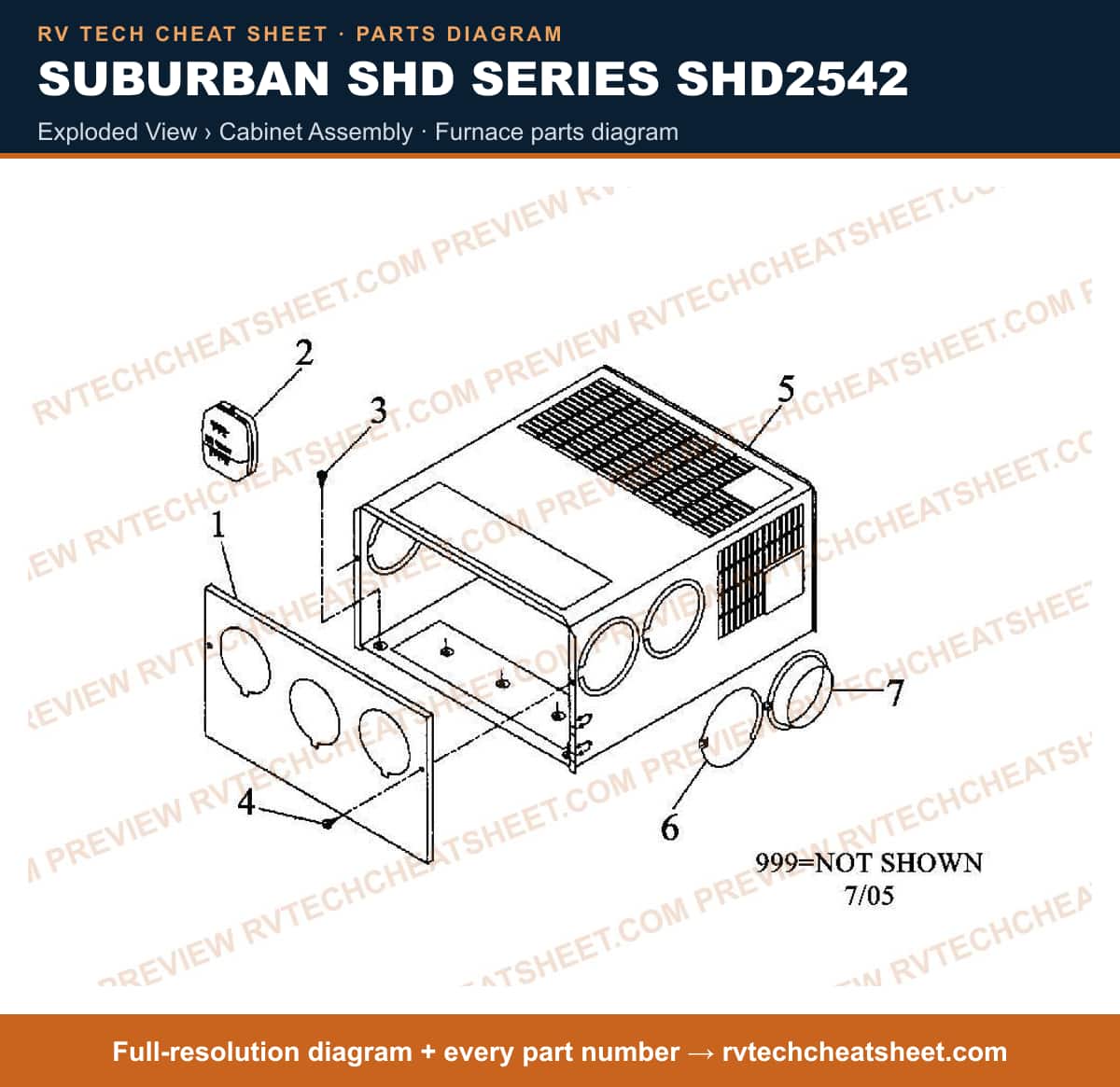 Suburban Shd Series SHD2542 exploded view › cabinet assembly — exploded parts diagram