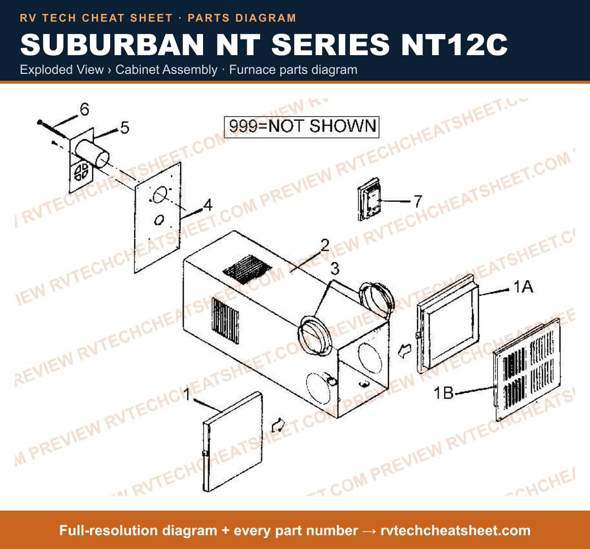 Suburban Nt Series NT12C exploded view › cabinet assembly — exploded parts diagram 2 of 2