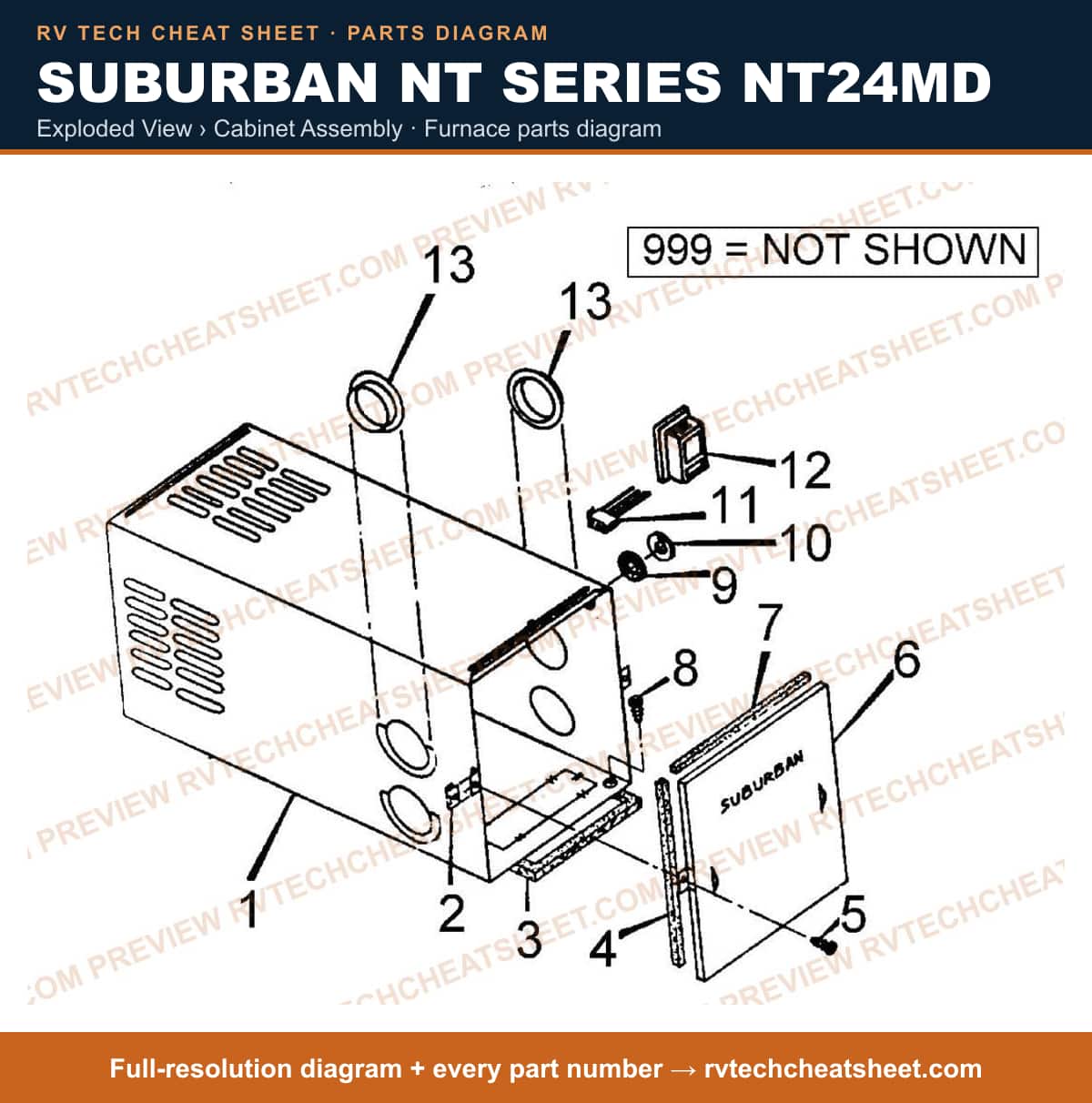 Suburban Nt Series NT24MD exploded view › cabinet assembly — exploded parts diagram