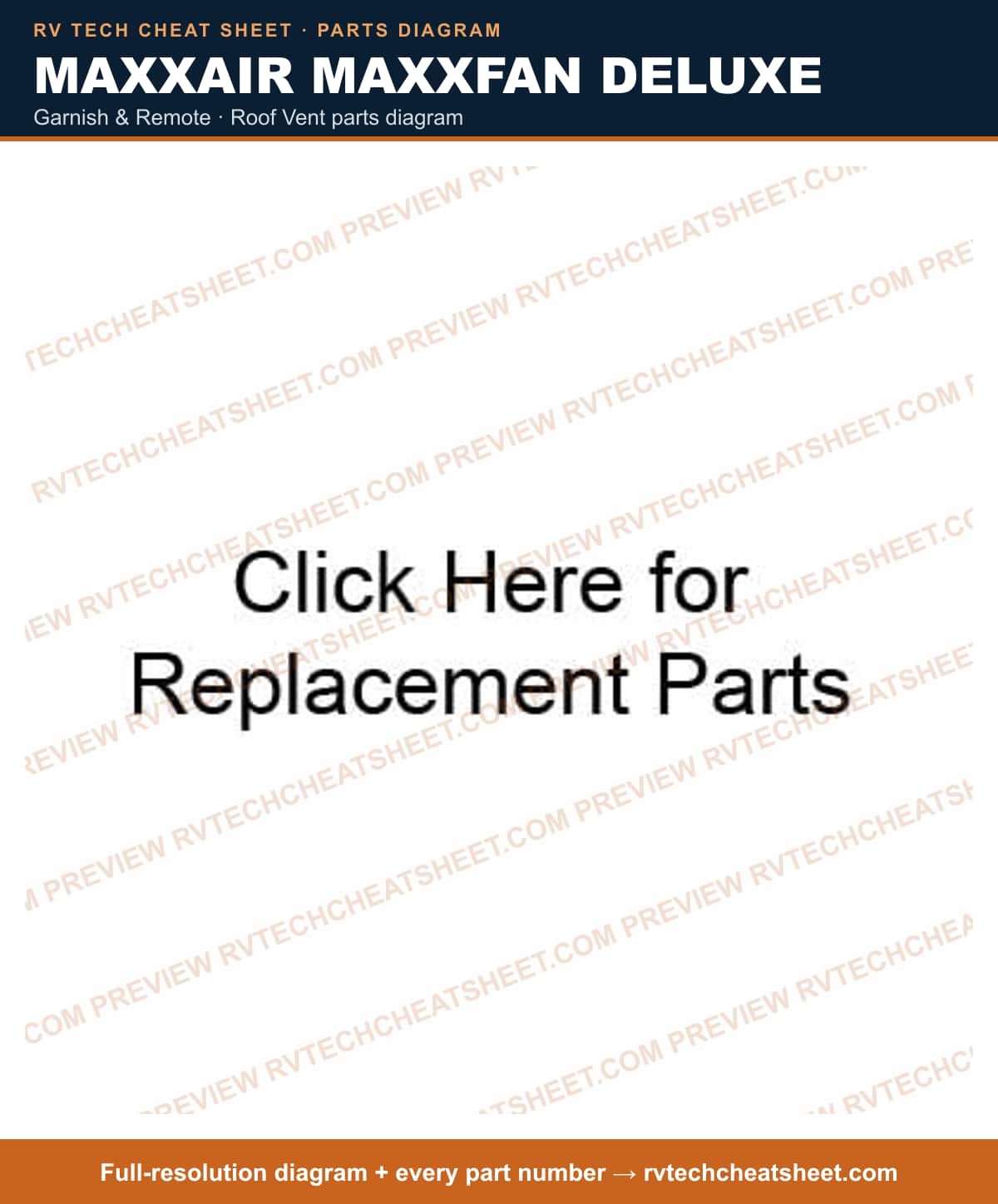 MaxxAir Maxxfan Deluxe garnish & remote — exploded parts diagram 5 of 6