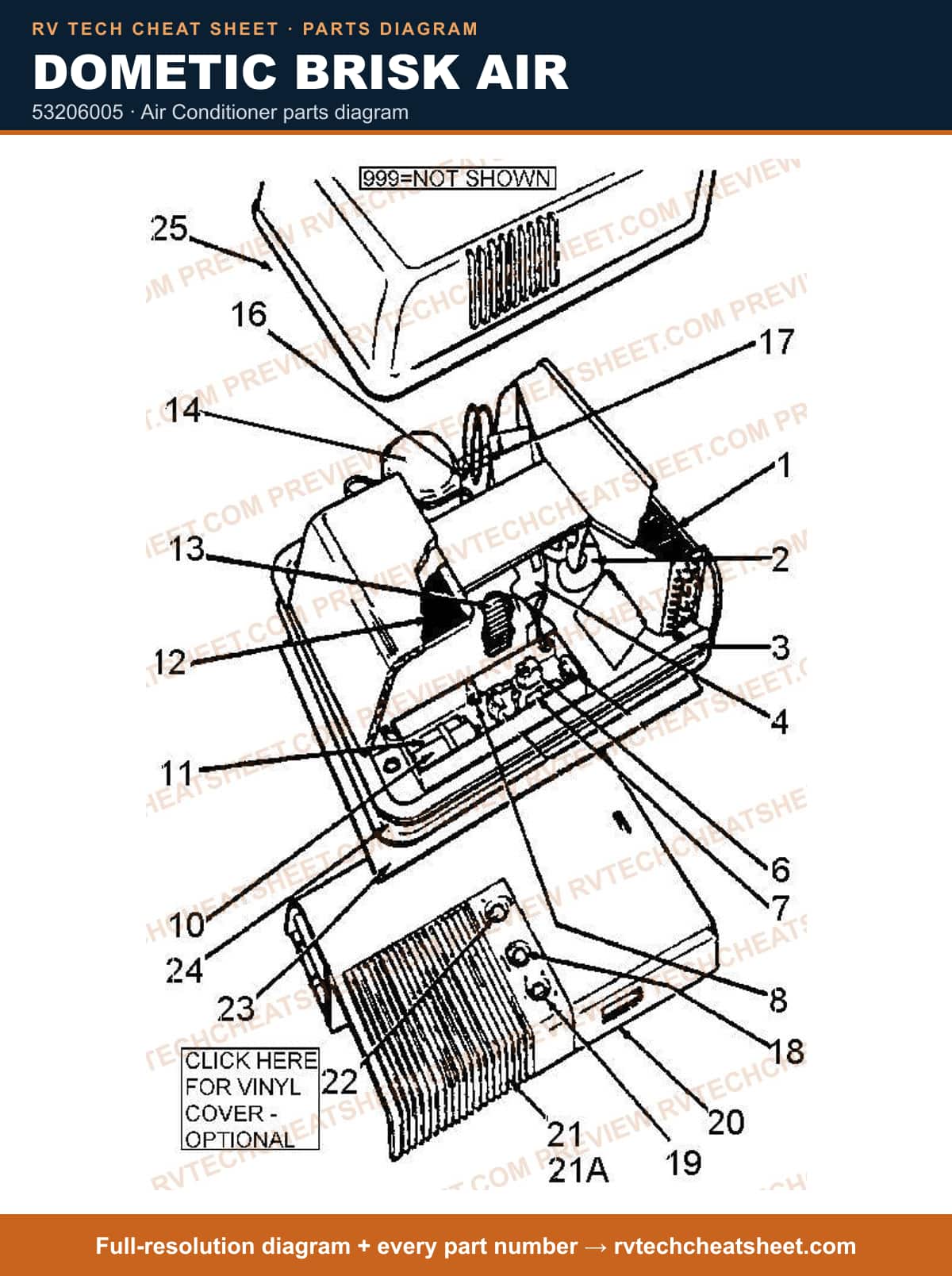 Dometic Brisk Air 53206005 — parts list sheet