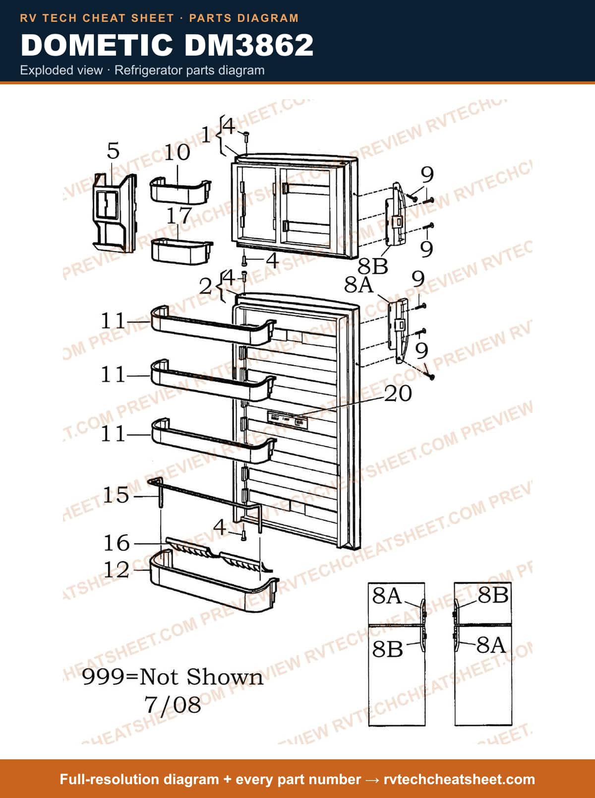 Dometic DM3862 exploded view — exploded parts diagram 4 of 5