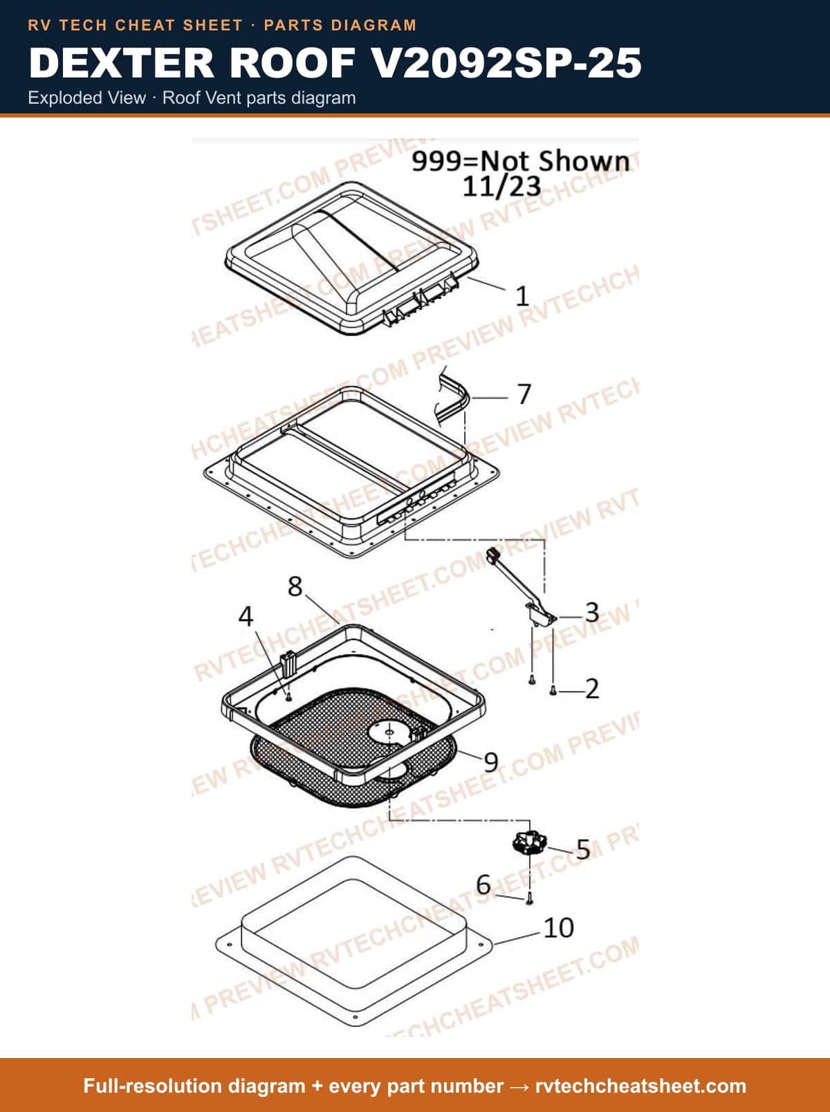 Dexter Roof V2092SP-25 exploded view — parts list sheet 3 of 3
