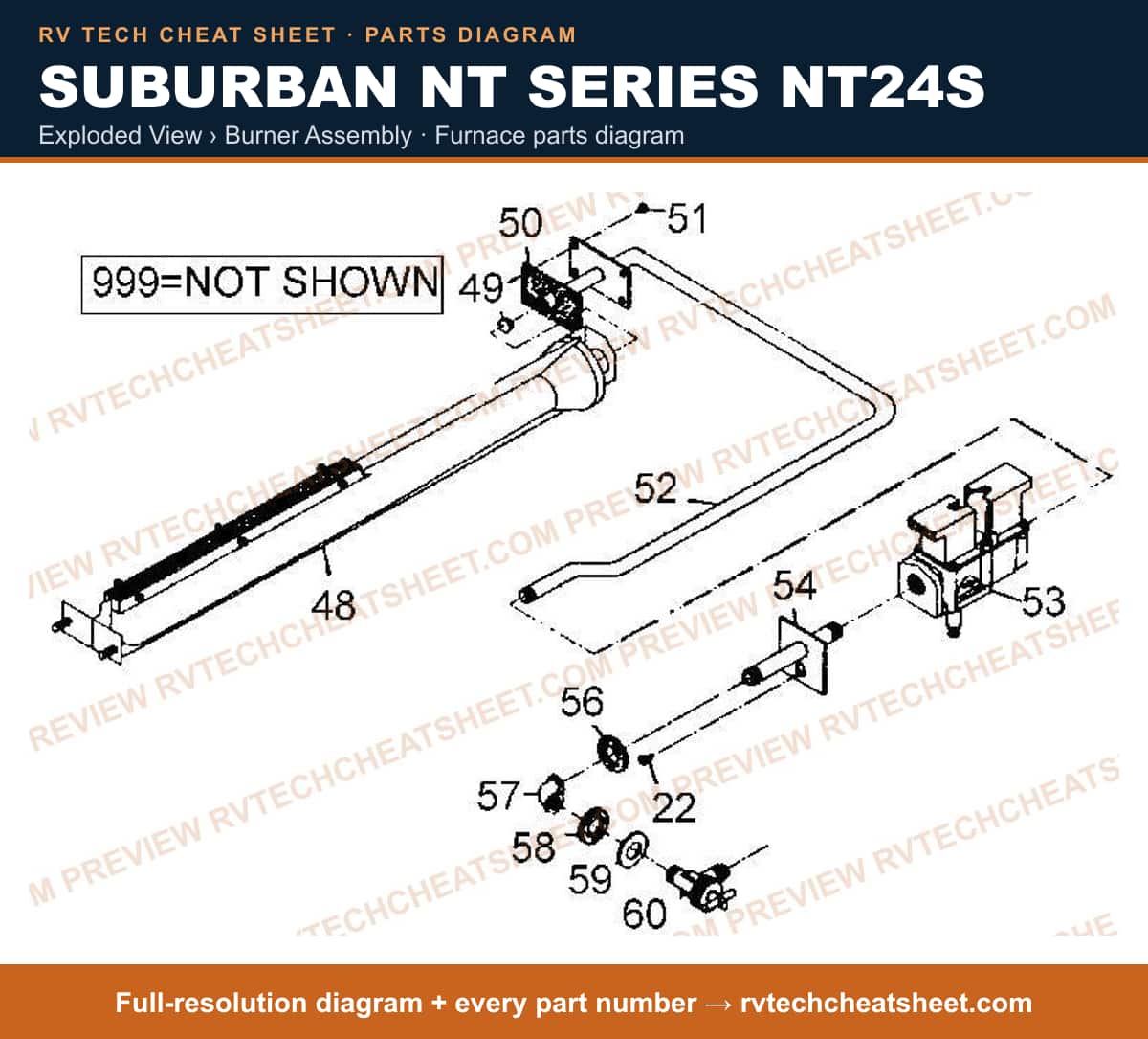 Suburban Nt Series NT24S exploded view › burner assembly — exploded parts diagram