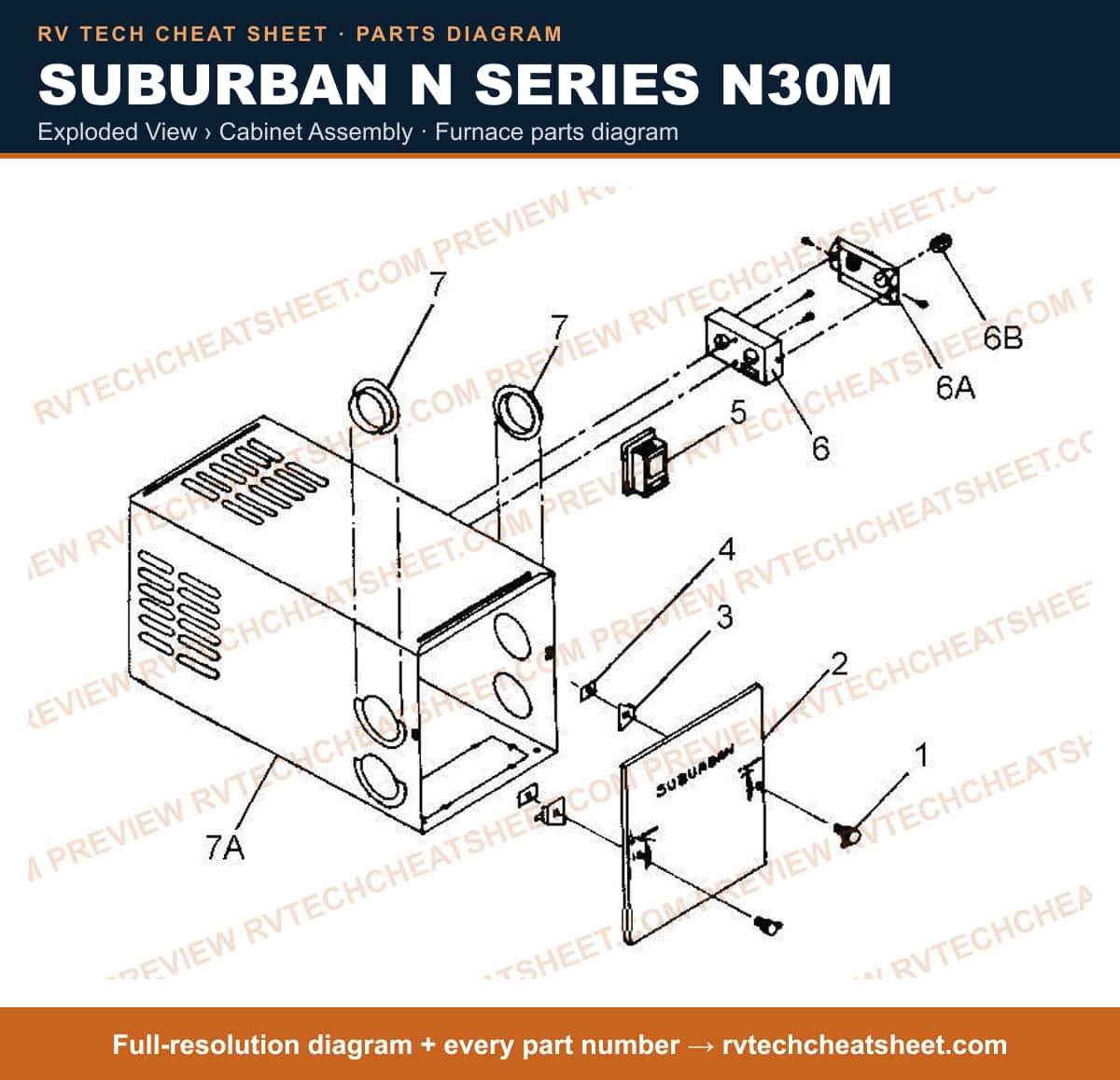 Suburban N Series N30M exploded view › cabinet assembly — exploded parts diagram