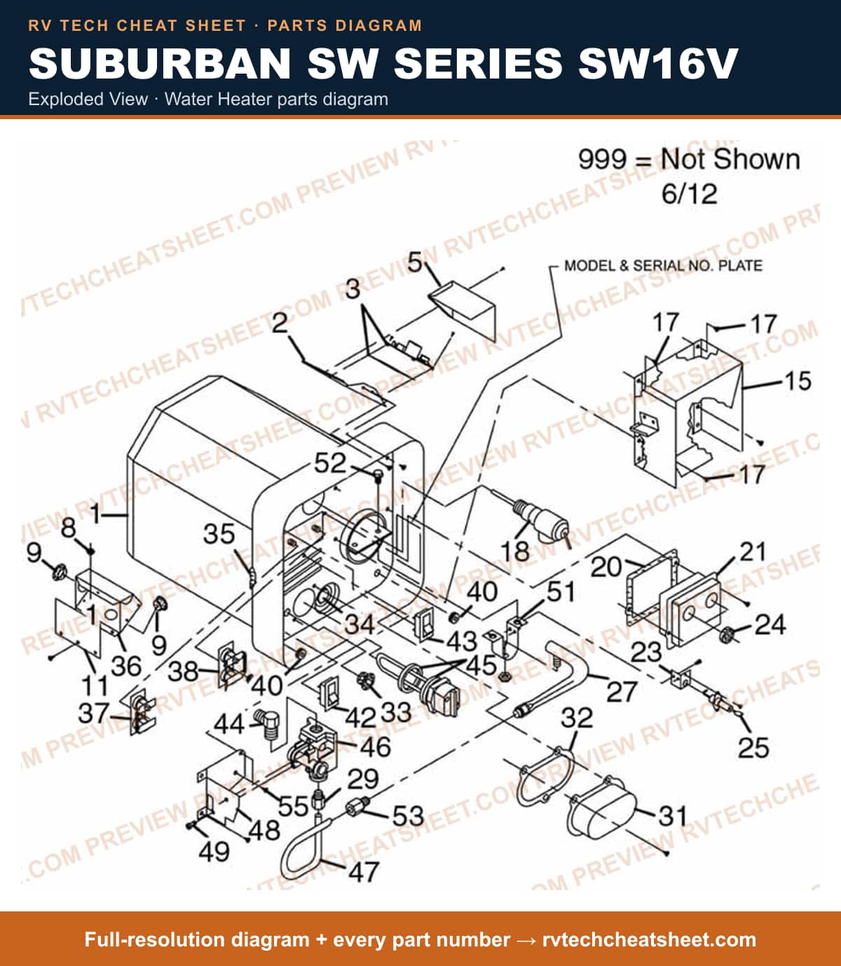 Suburban Sw Series SW16V exploded view — exploded parts diagram