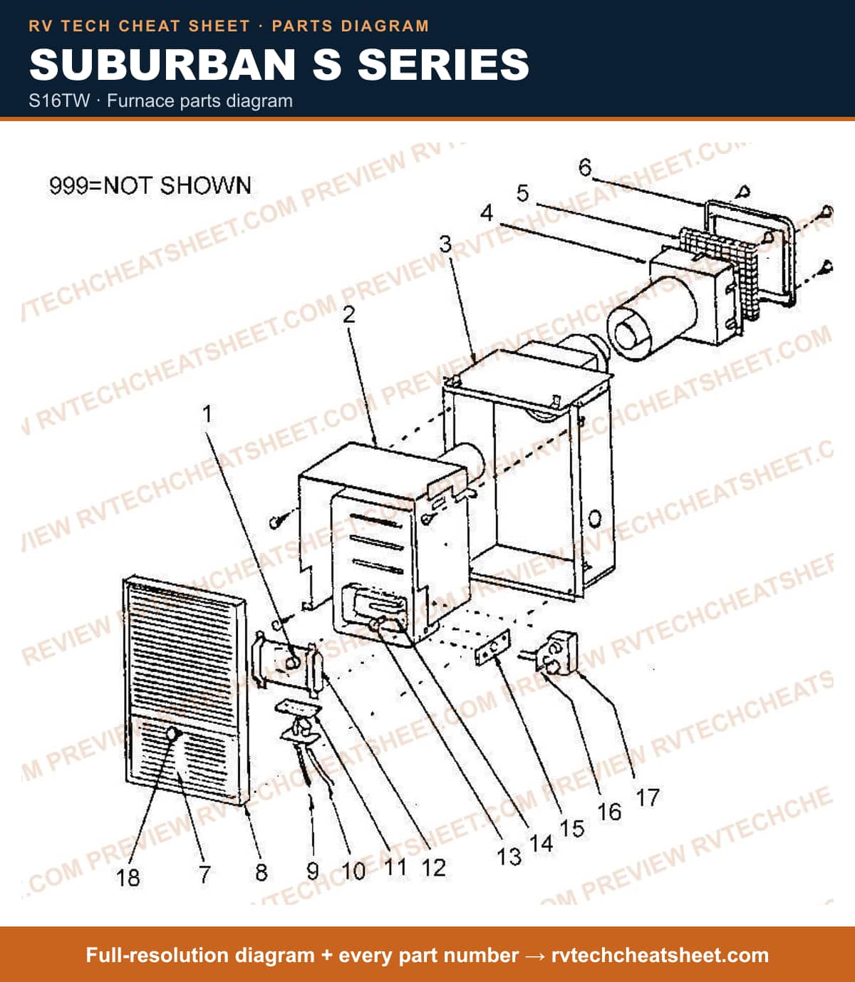 Suburban S Series s16tw — exploded parts diagram