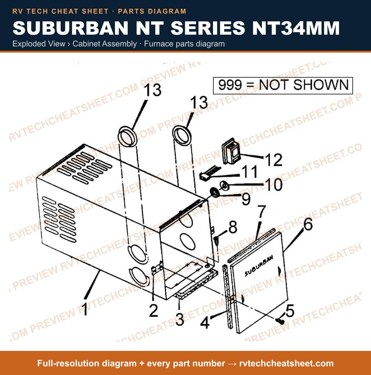 Suburban Nt Series NT34MM exploded view › cabinet assembly — exploded parts diagram 2 of 2