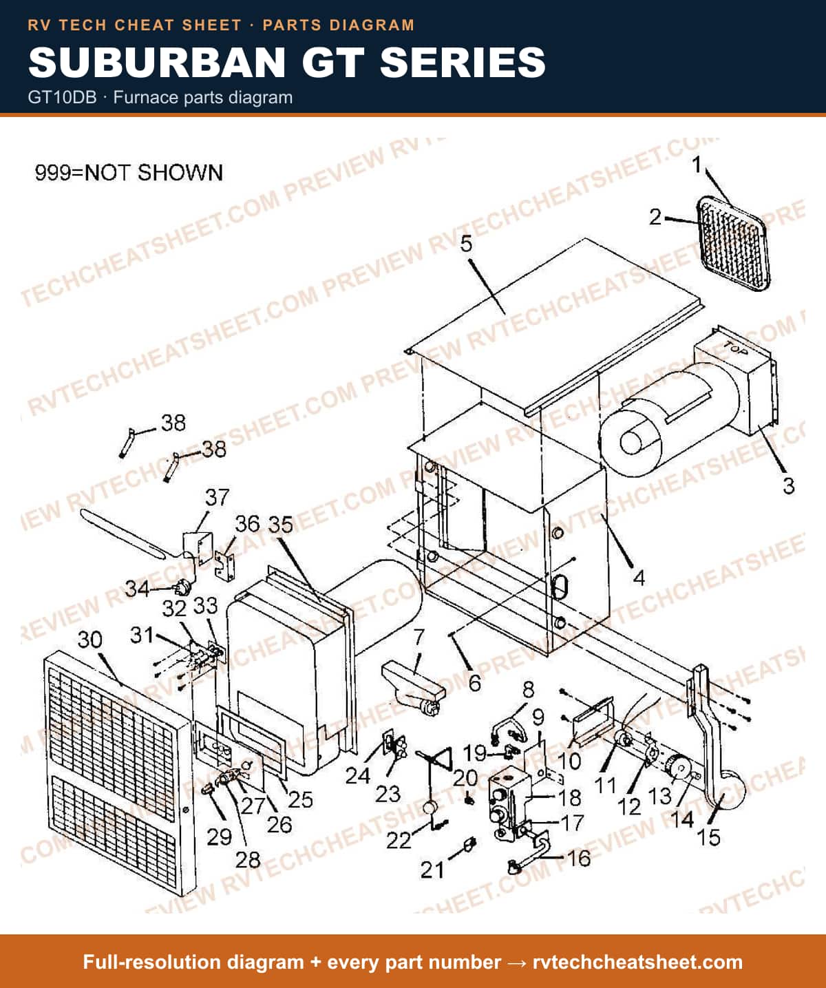 Suburban Gt Series gt10db — exploded parts diagram