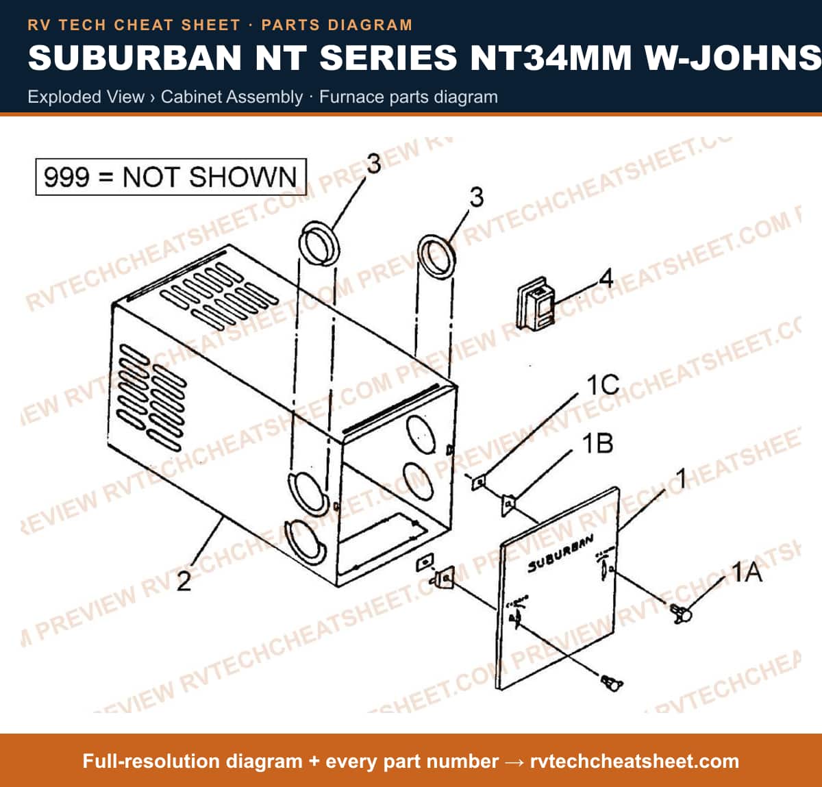 Suburban Nt Series NT34MM W-johnson-fenwal Valve exploded view › cabinet assembly — exploded parts diagram 2 of 2