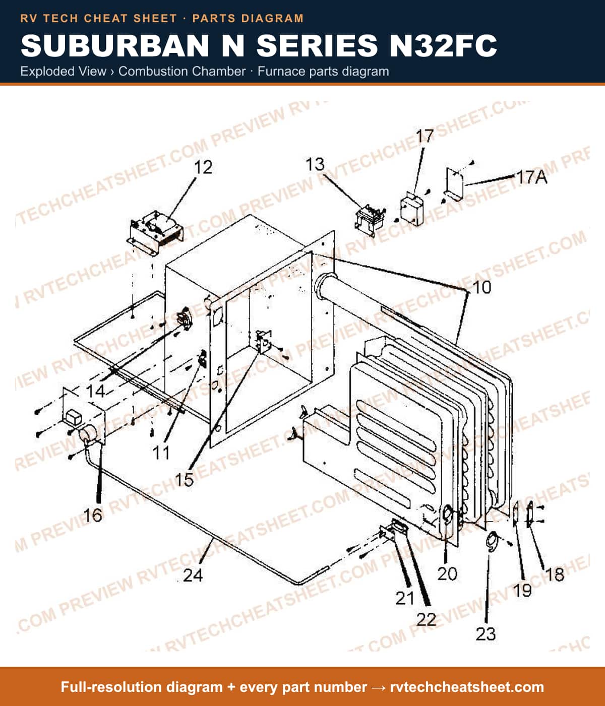 Suburban N Series N32FC exploded view › combustion chamber — exploded parts diagram