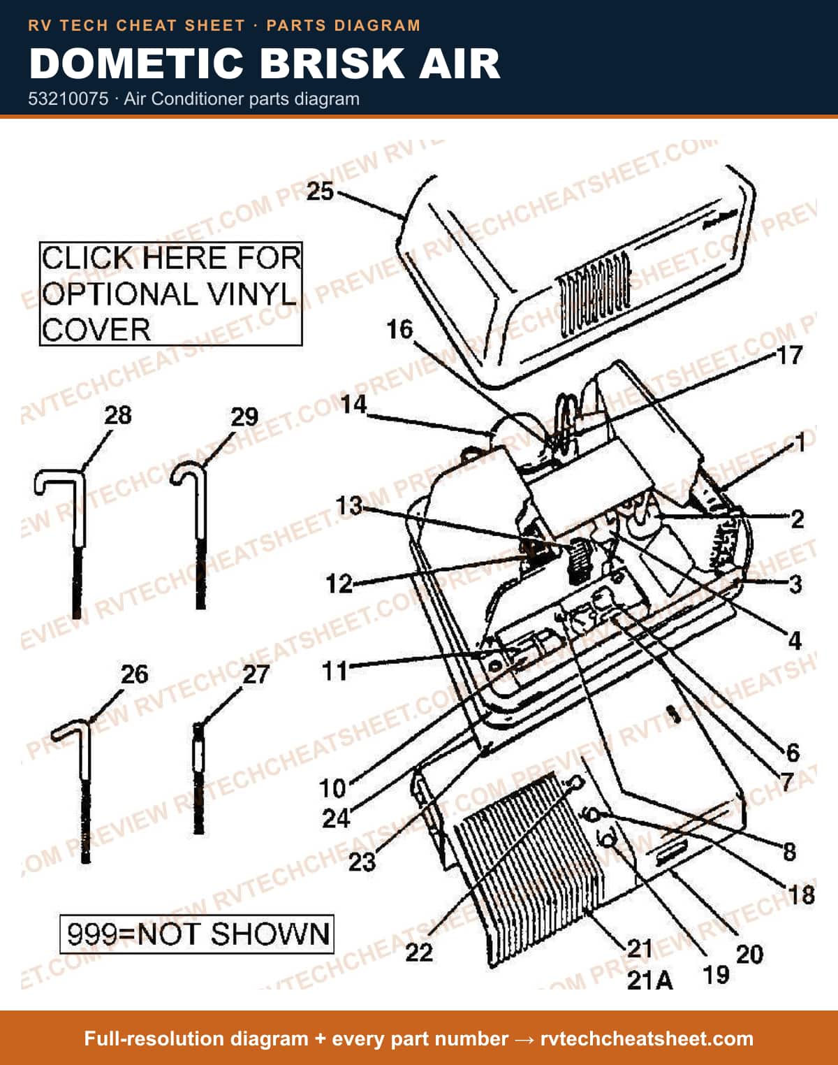 Dometic Brisk Air 53210075 — parts list sheet