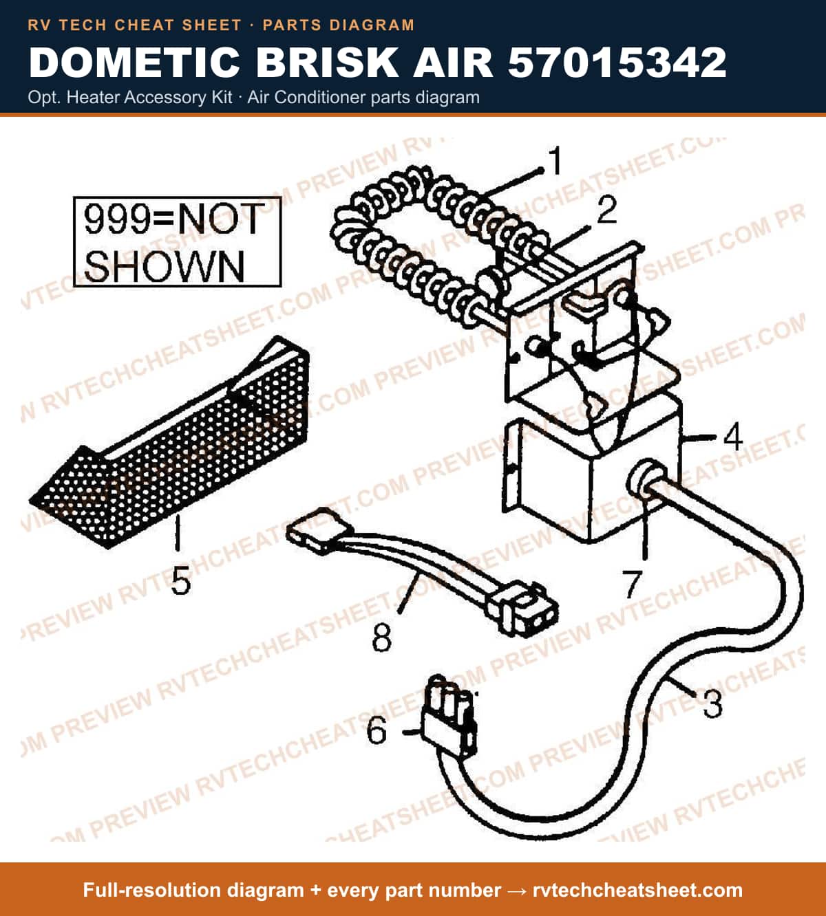 Dometic Brisk Air 57015342 opt. heater accessory kit — parts list sheet
