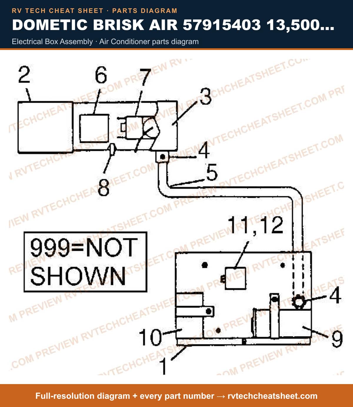 Dometic Brisk Air 57915403 13,500 BTU electrical box assembly — exploded parts diagram