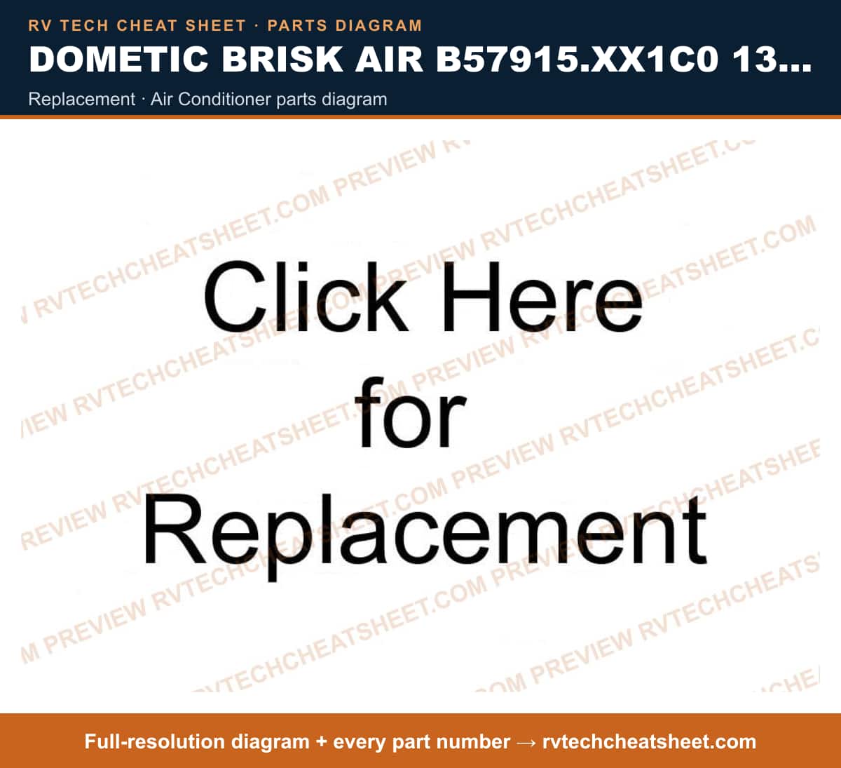 Dometic Brisk Air B57915.XX1C0 13,500 BTU replacement — parts list sheet