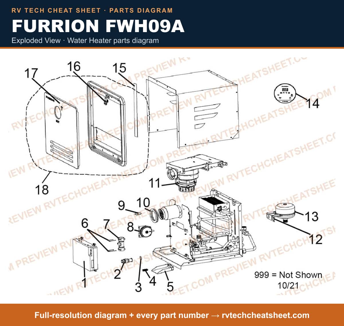 Furrion FWH09A exploded view — exploded parts diagram